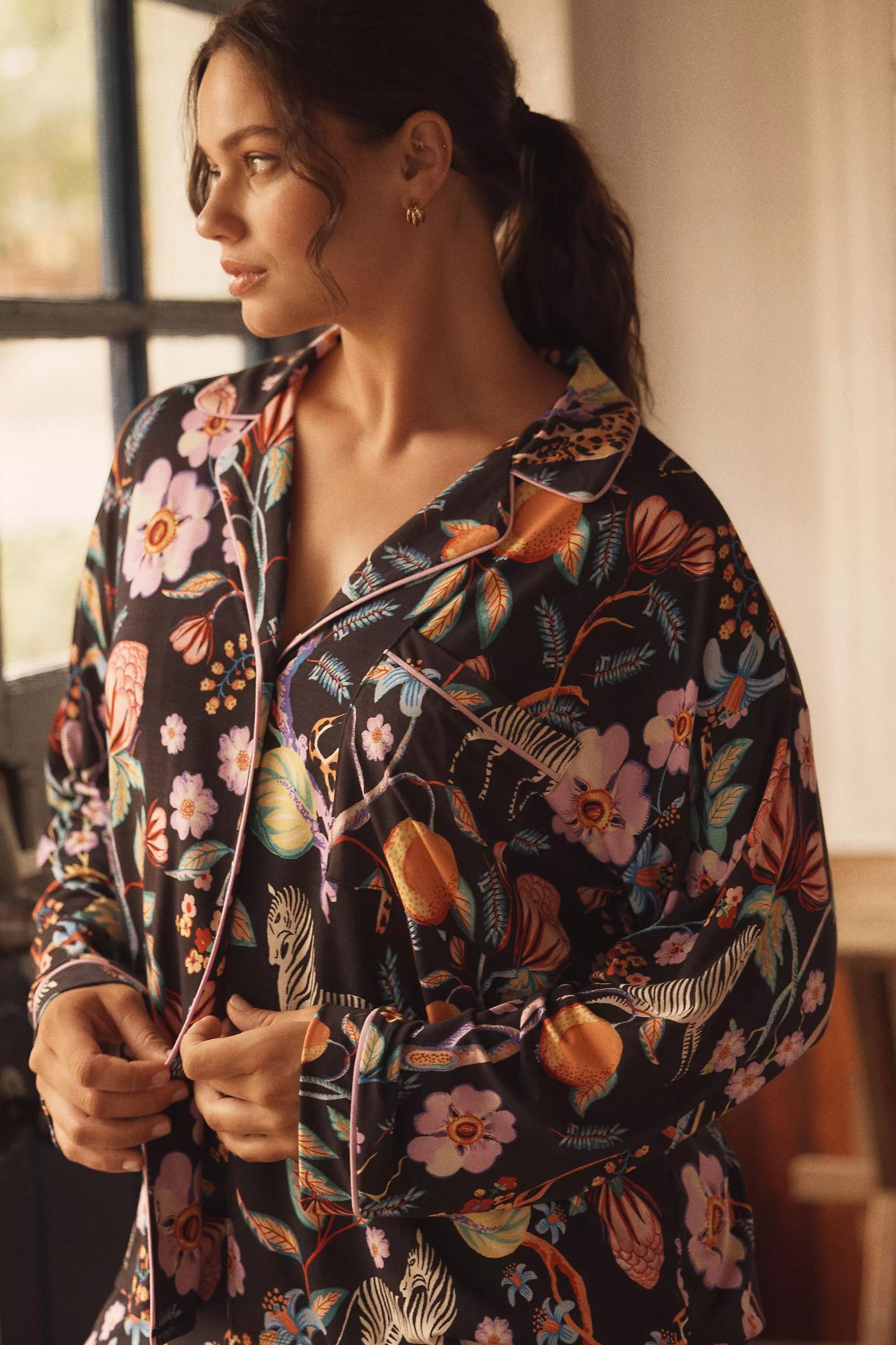 The Briar Piped Long-Sleeve Pyjama Shirt, Black, A501_0009, large image number 5