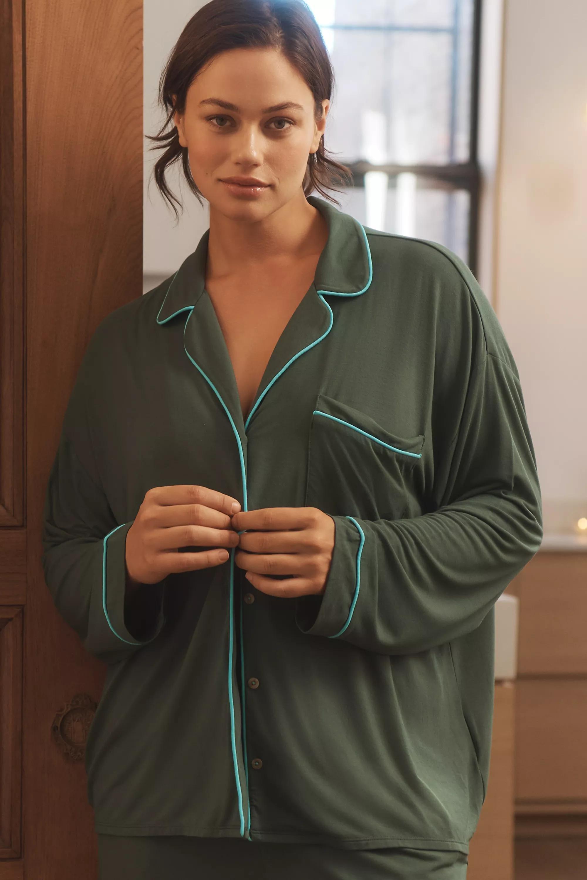 Button-down Pyjama Shirt, Khaki, A501_0032, large image number 4