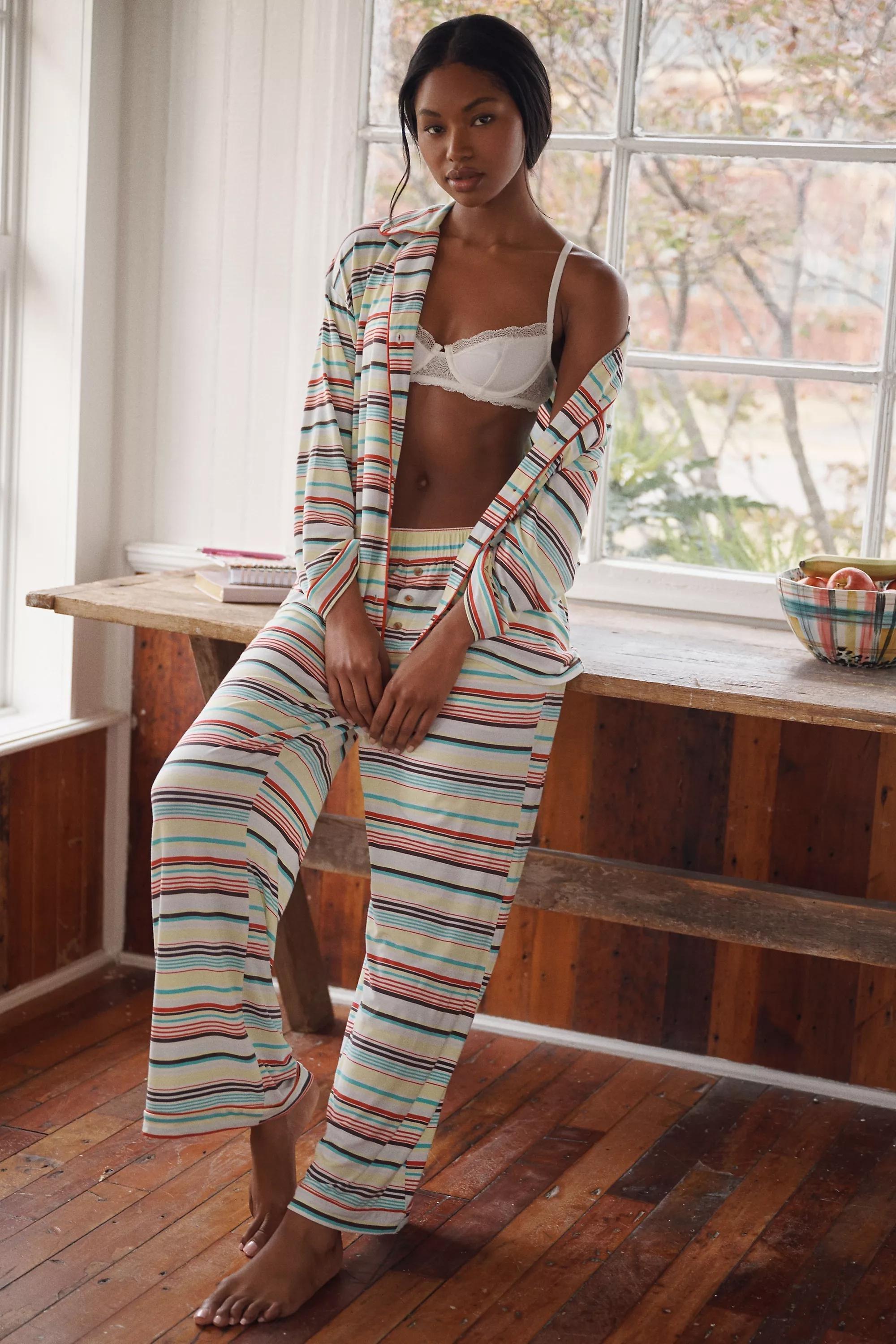 The Briar Piped Long-Sleeve Pyjamas Shirt, Multicolour, A501_0098, large image number 2