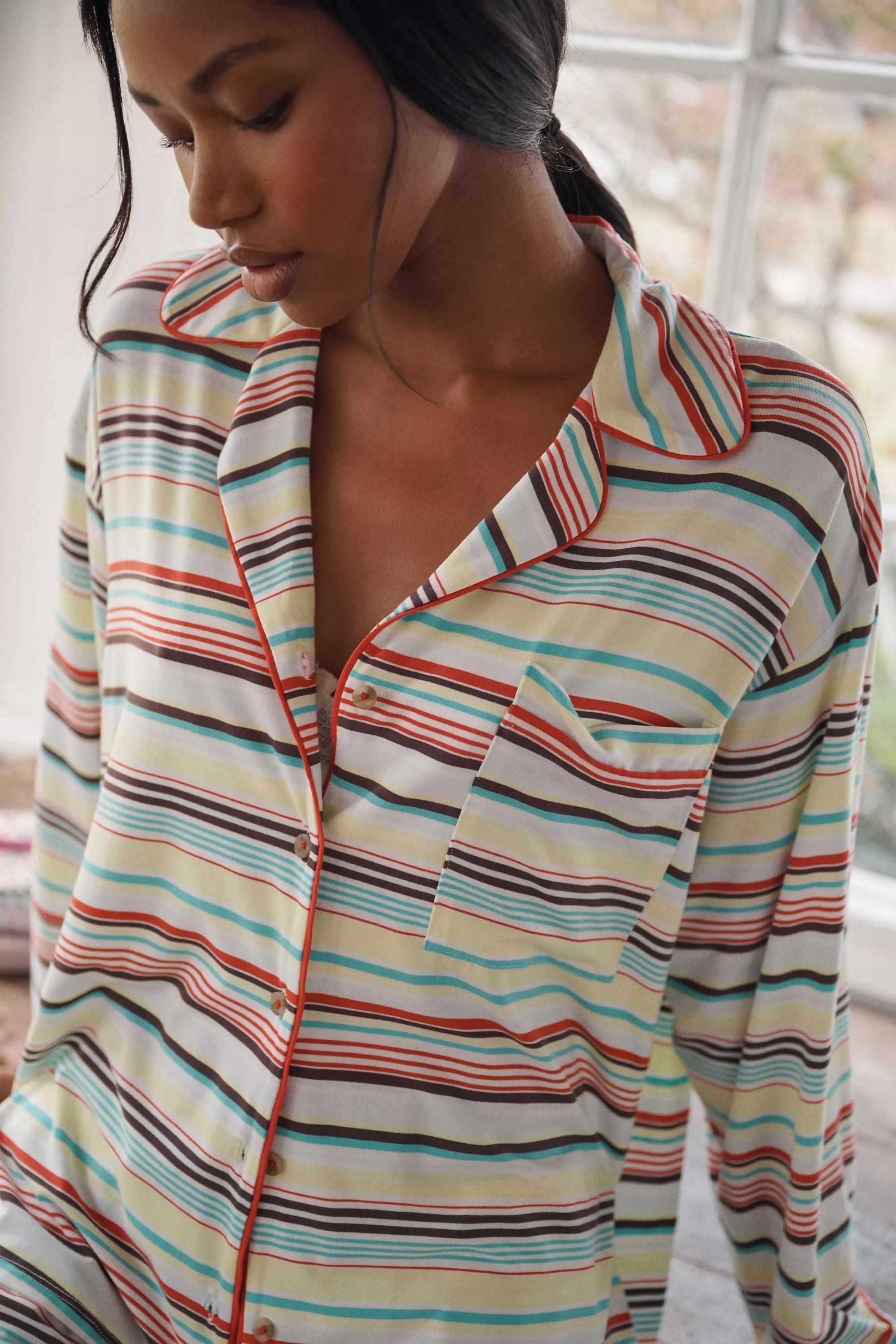 The Briar Piped Long-Sleeve Pyjamas Shirt, Multicolour, A501_0098, large image number 3