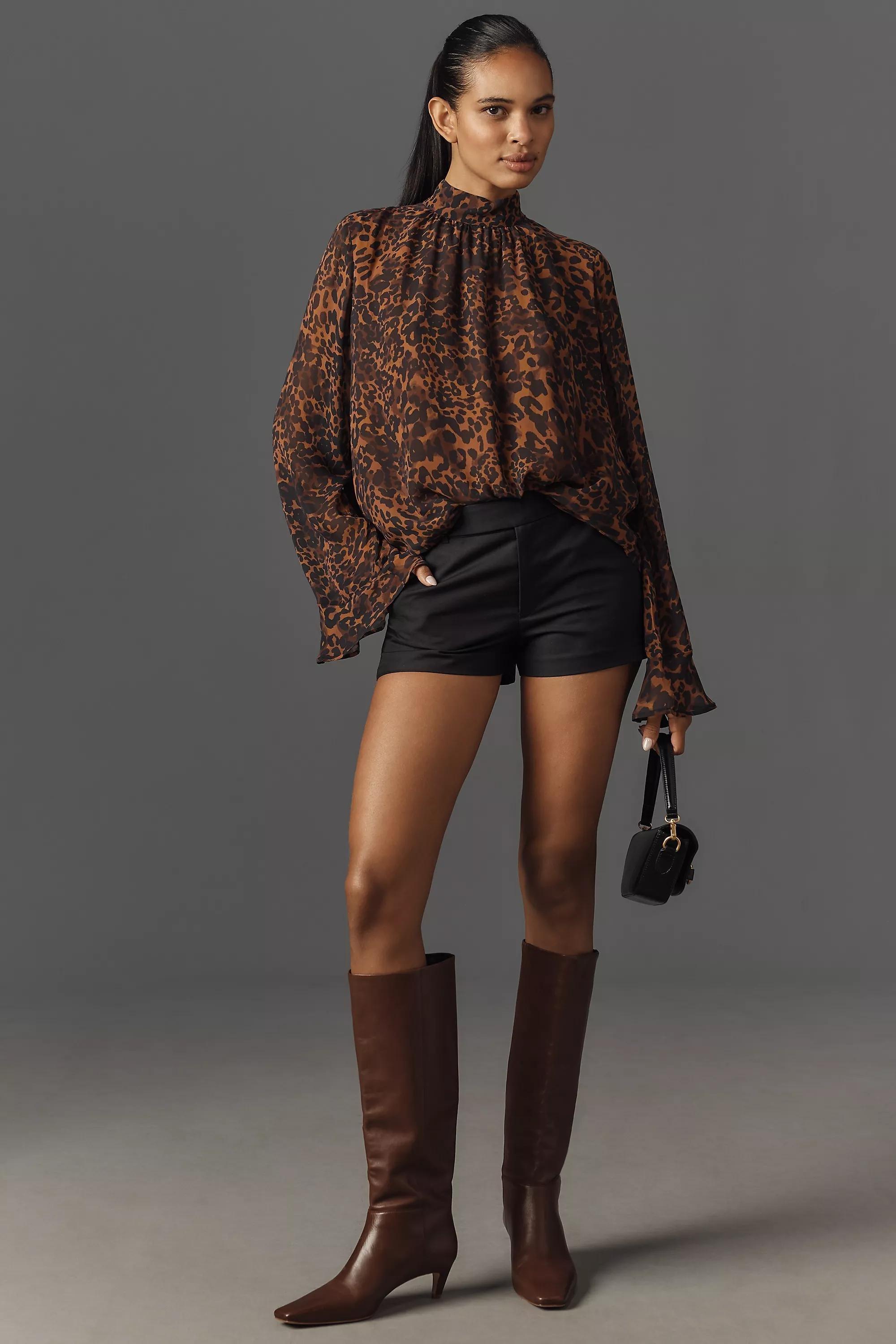 Anthropologie Animal Print Blouse, Brown, , large image number 2