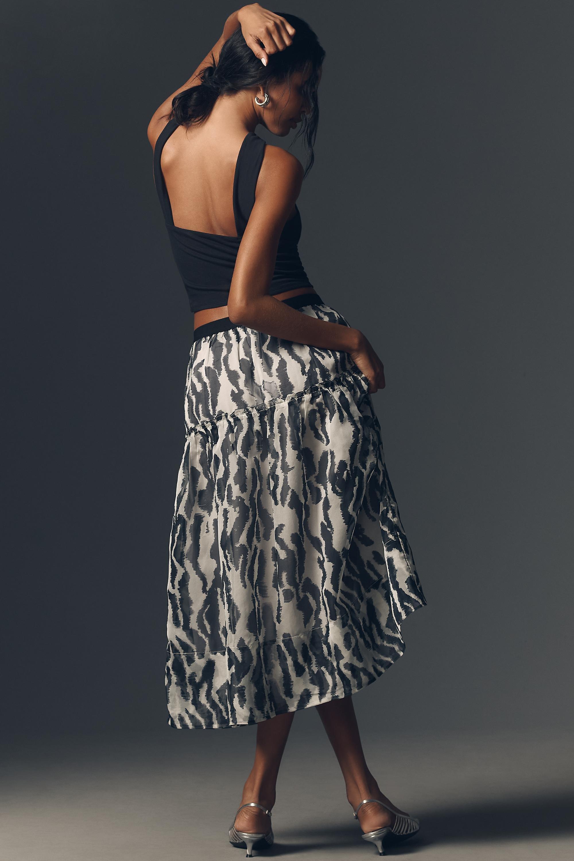 Anthropologie Abstract Wrap Midi Skirt, Black, , large image number 2