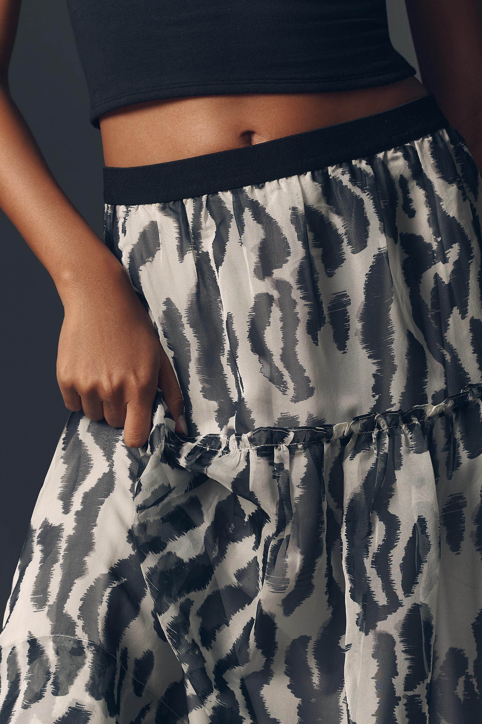 Anthropologie Abstract Wrap Midi Skirt, Black, , large image number 3