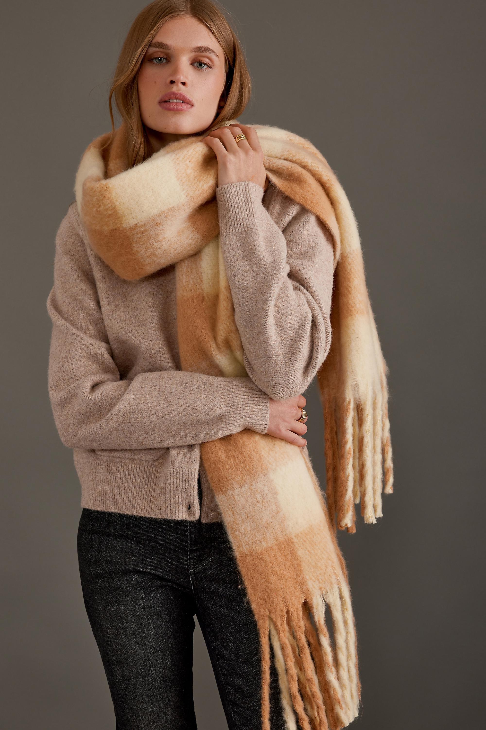 Plaid Scarf, Orange, A501_0072, large image number 0