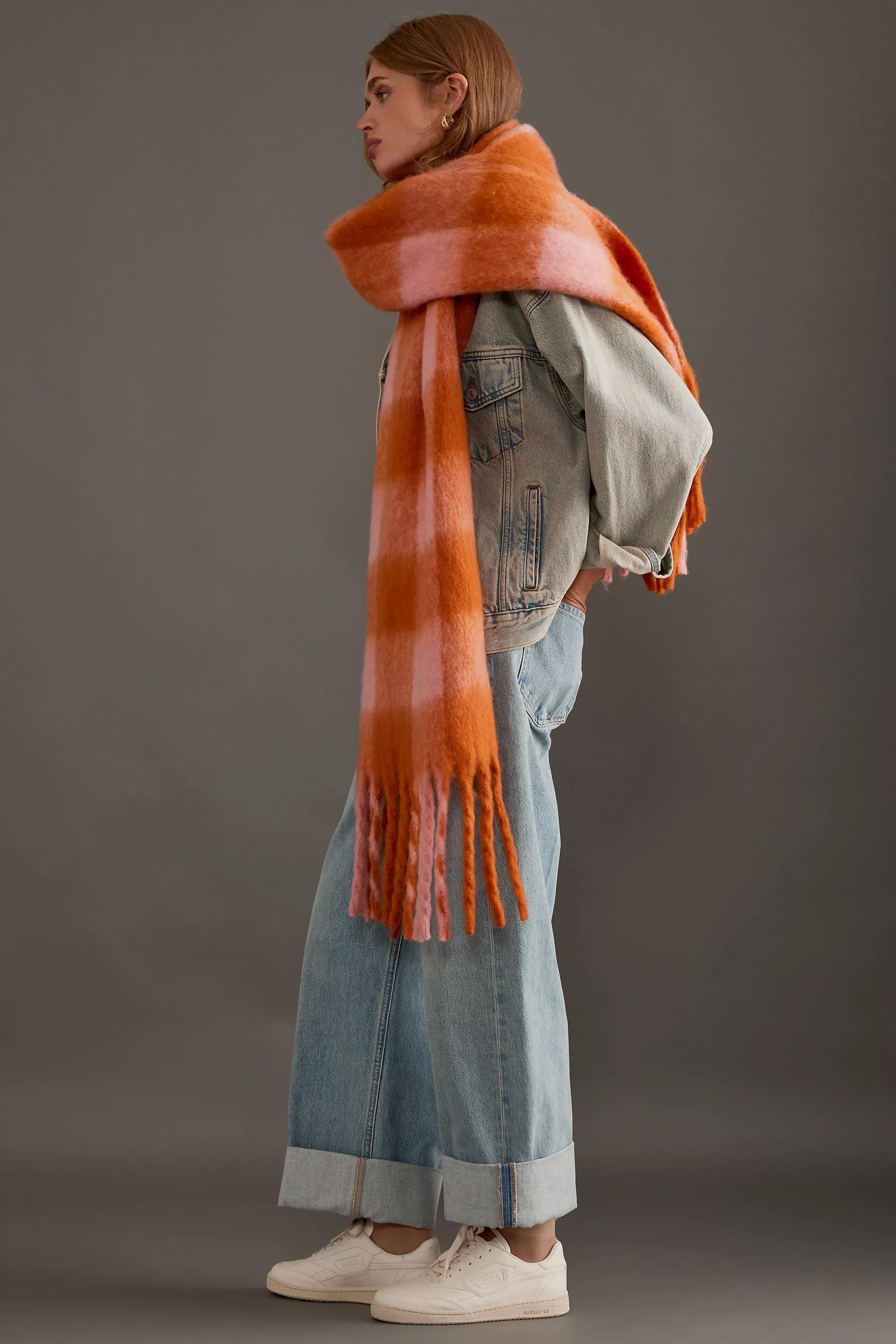 Plaid Scarf, Orange, A501_0080, large image number 0