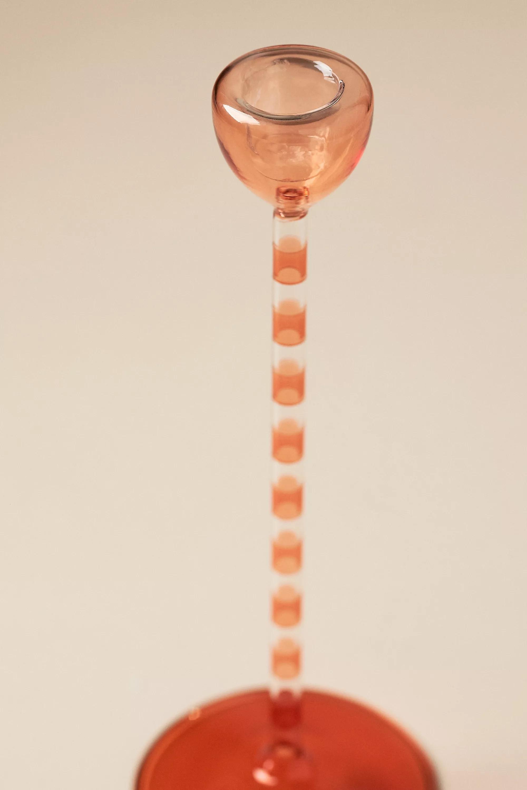 Striped Glass Candle Holder, Orange, A501_0080, large image number 2