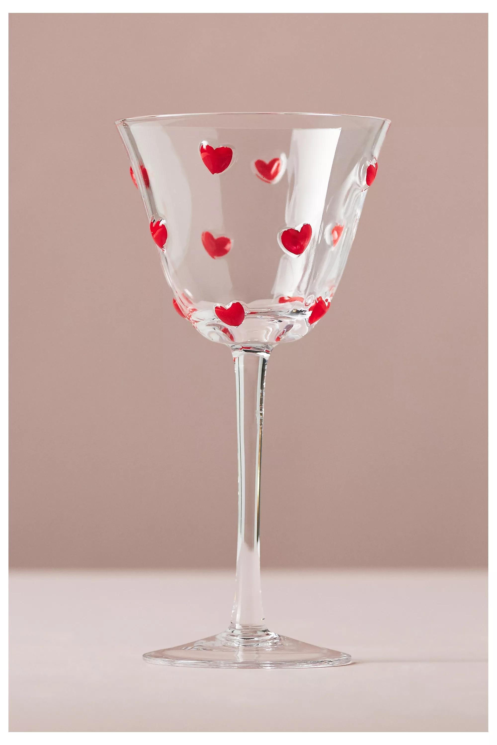 Hand painted Heart Icon Coupe Glass, A501_0069, large image number 0