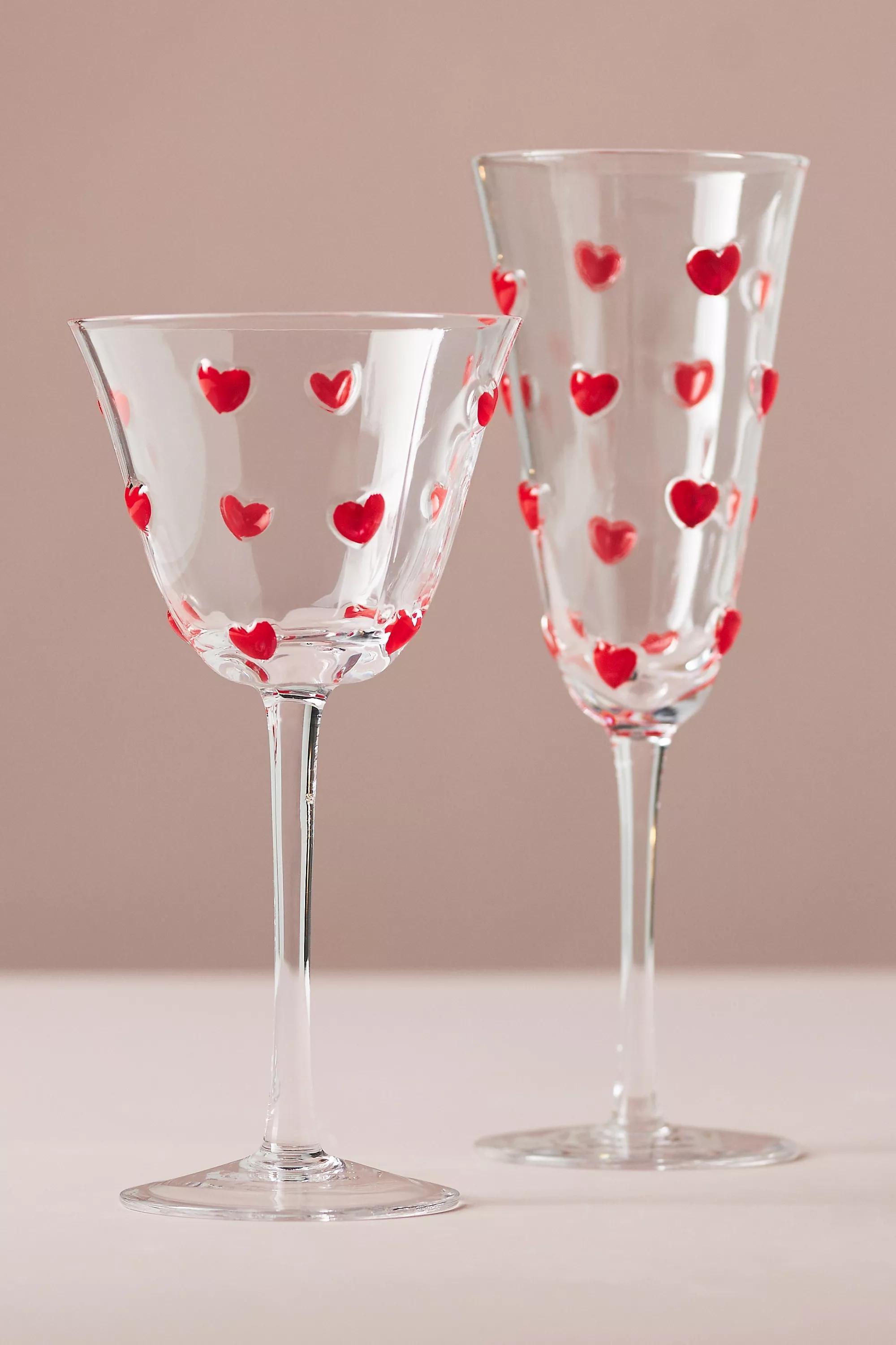 Hand painted Heart Icon Coupe Glass, A501_0069, large image number 1