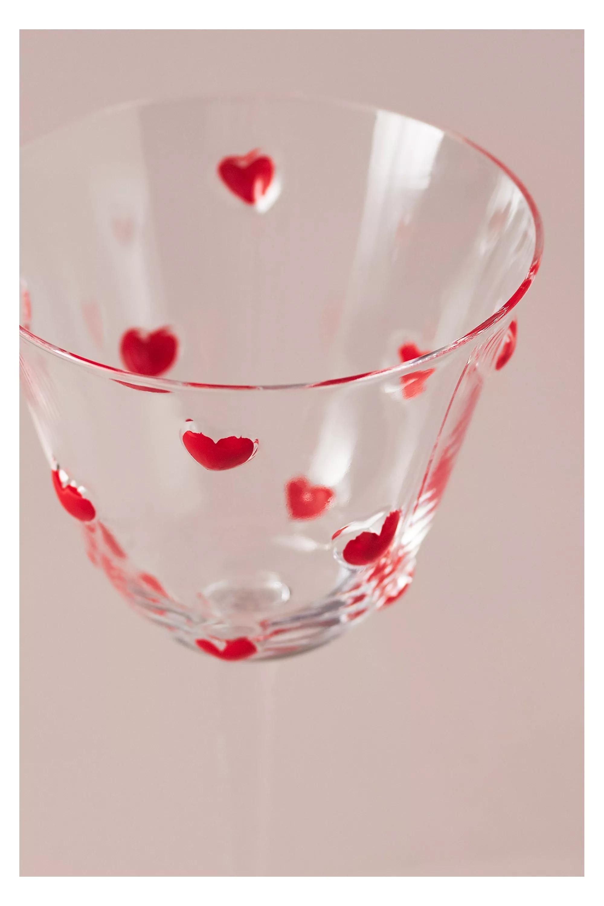 Hand painted Heart Icon Coupe Glass, A501_0069, large image number 2