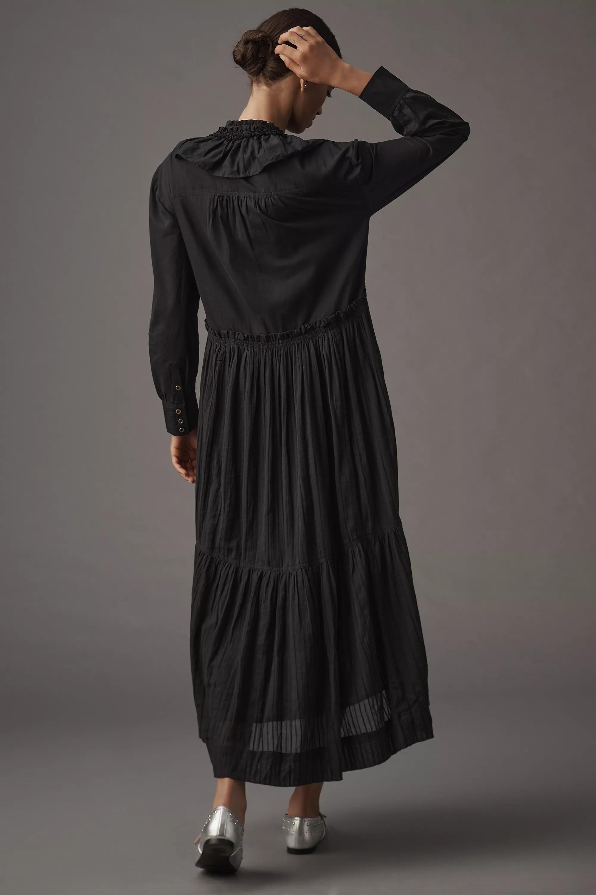 Pilcro Ruffled Tiered Midi Dress, Black, A501_0001, large image number 1