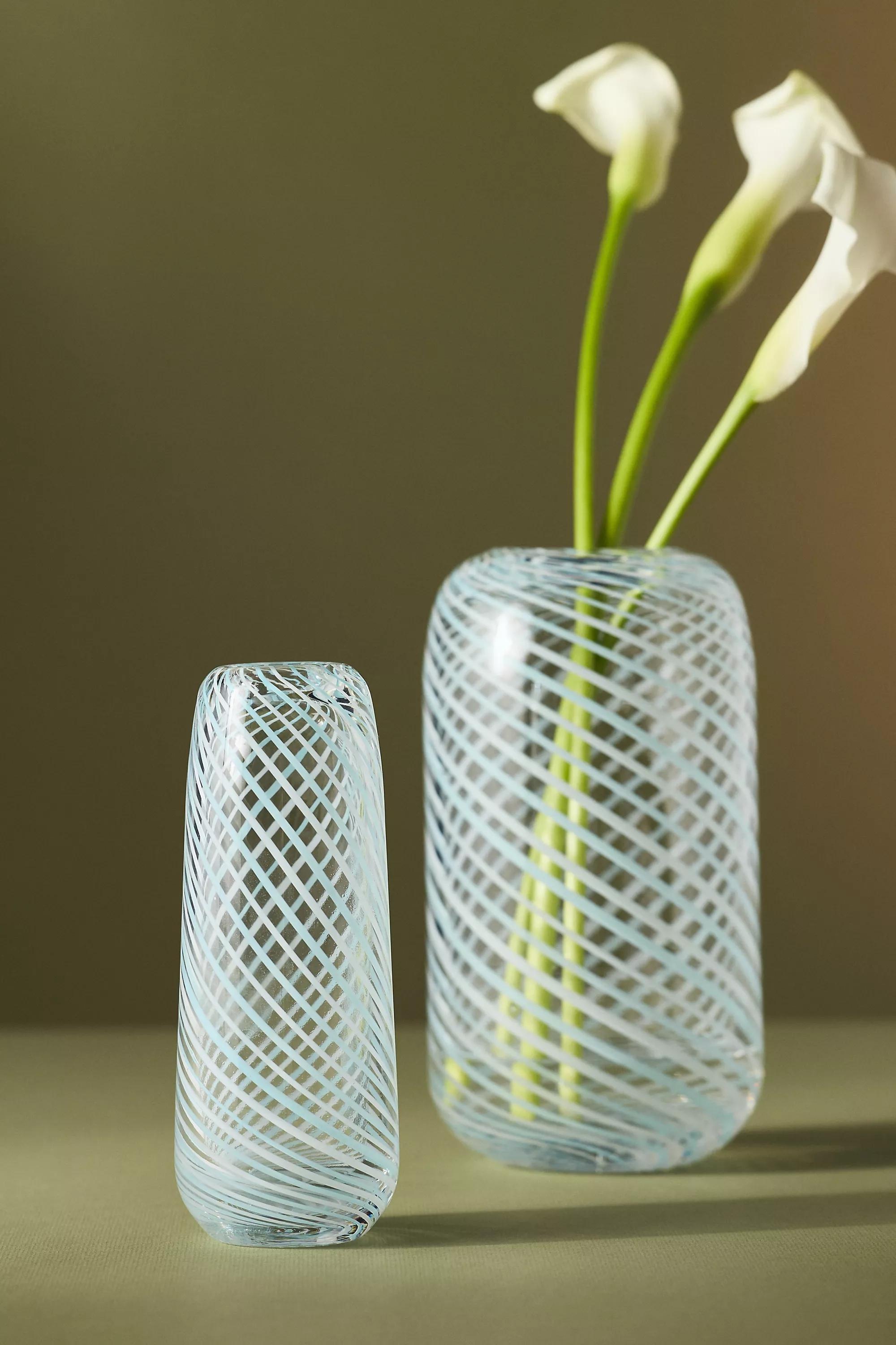 Swirl Glass Vase, Blue, A501_0049, large image number 1