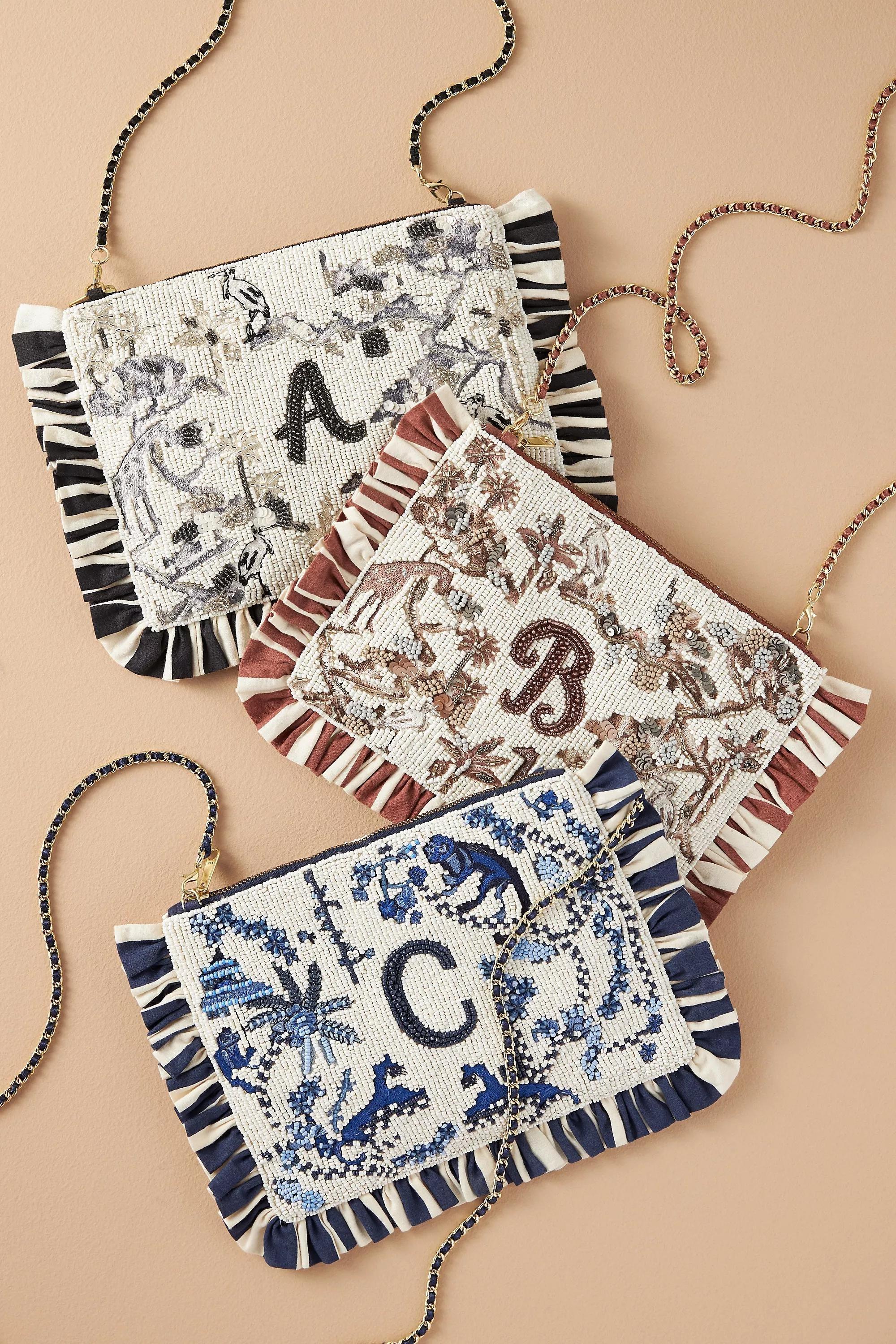 Anthropologie Monogram Handmade Clutch, Multicolour, A501_0911, large image number 1