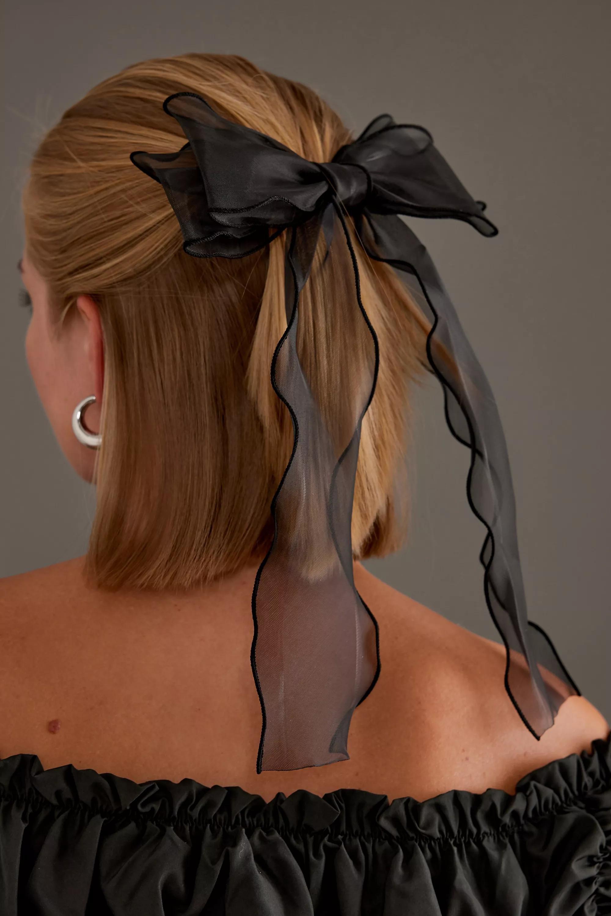 Anthropologie Organza Hair Bow, Black, A501_0001, large image number 0