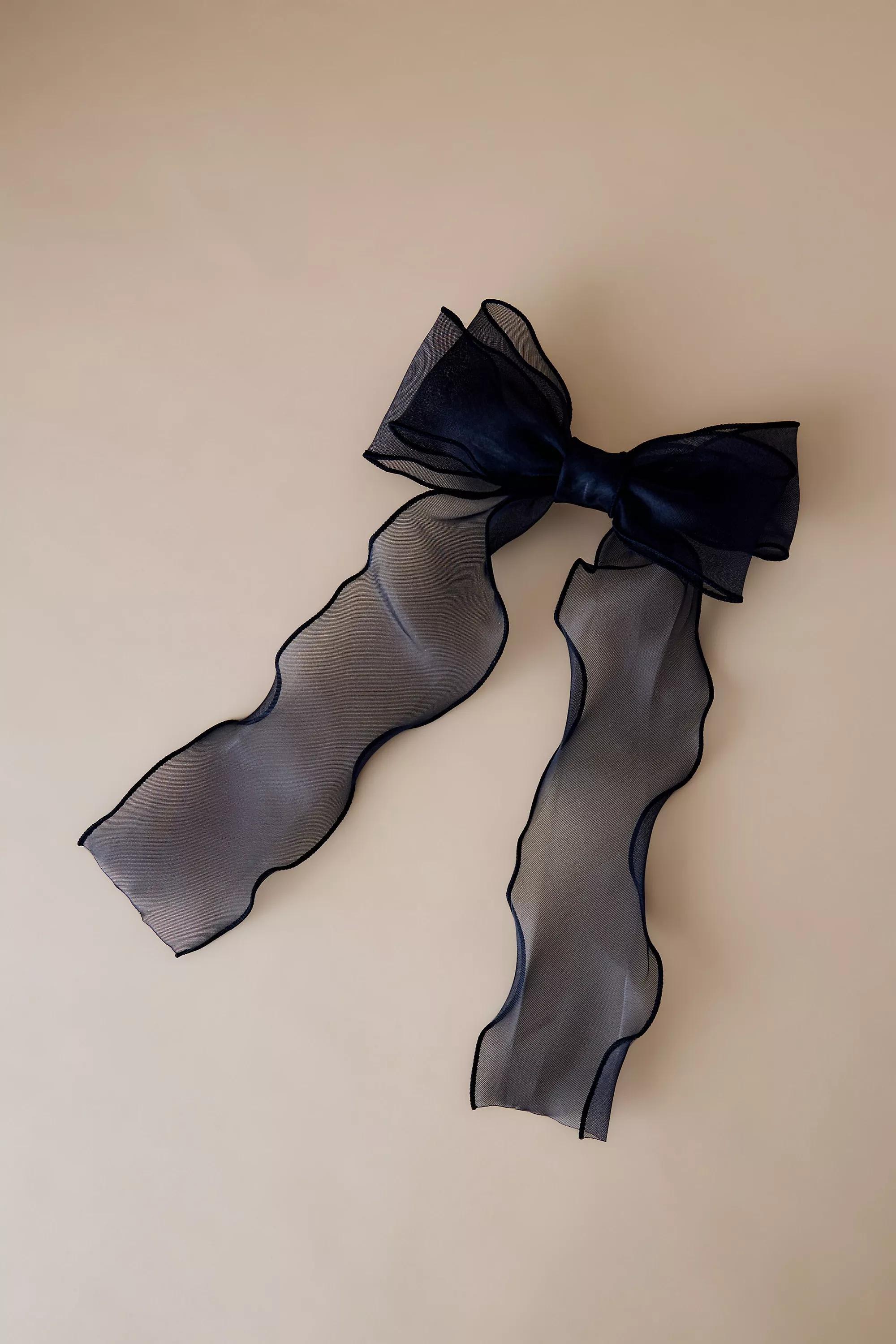 Anthropologie Organza Hair Bow, Black, A501_0001, large image number 1