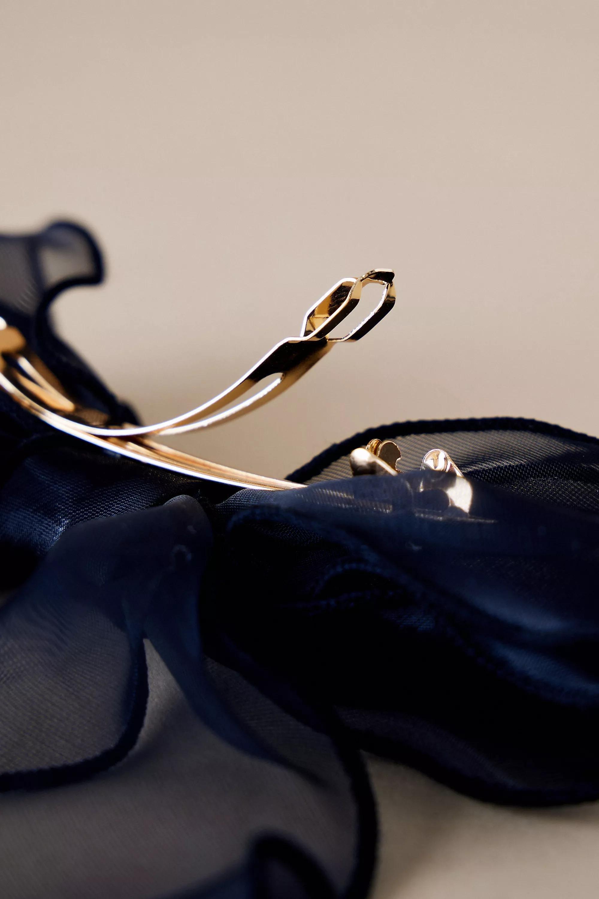 Anthropologie Organza Hair Bow, Black, A501_0001, large image number 3