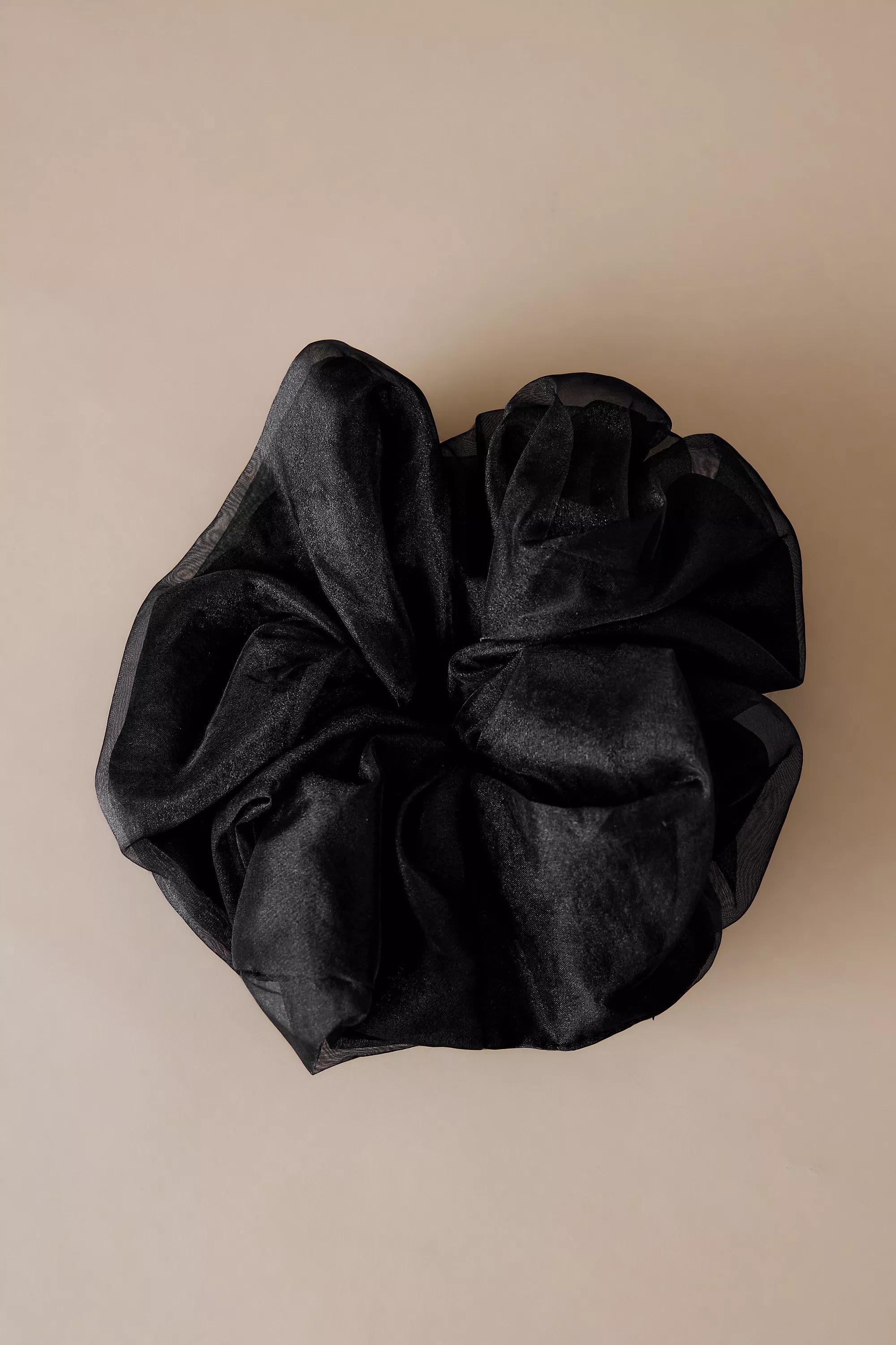 Anthropologie Organza Hair Scrunchie, Black, , medium
