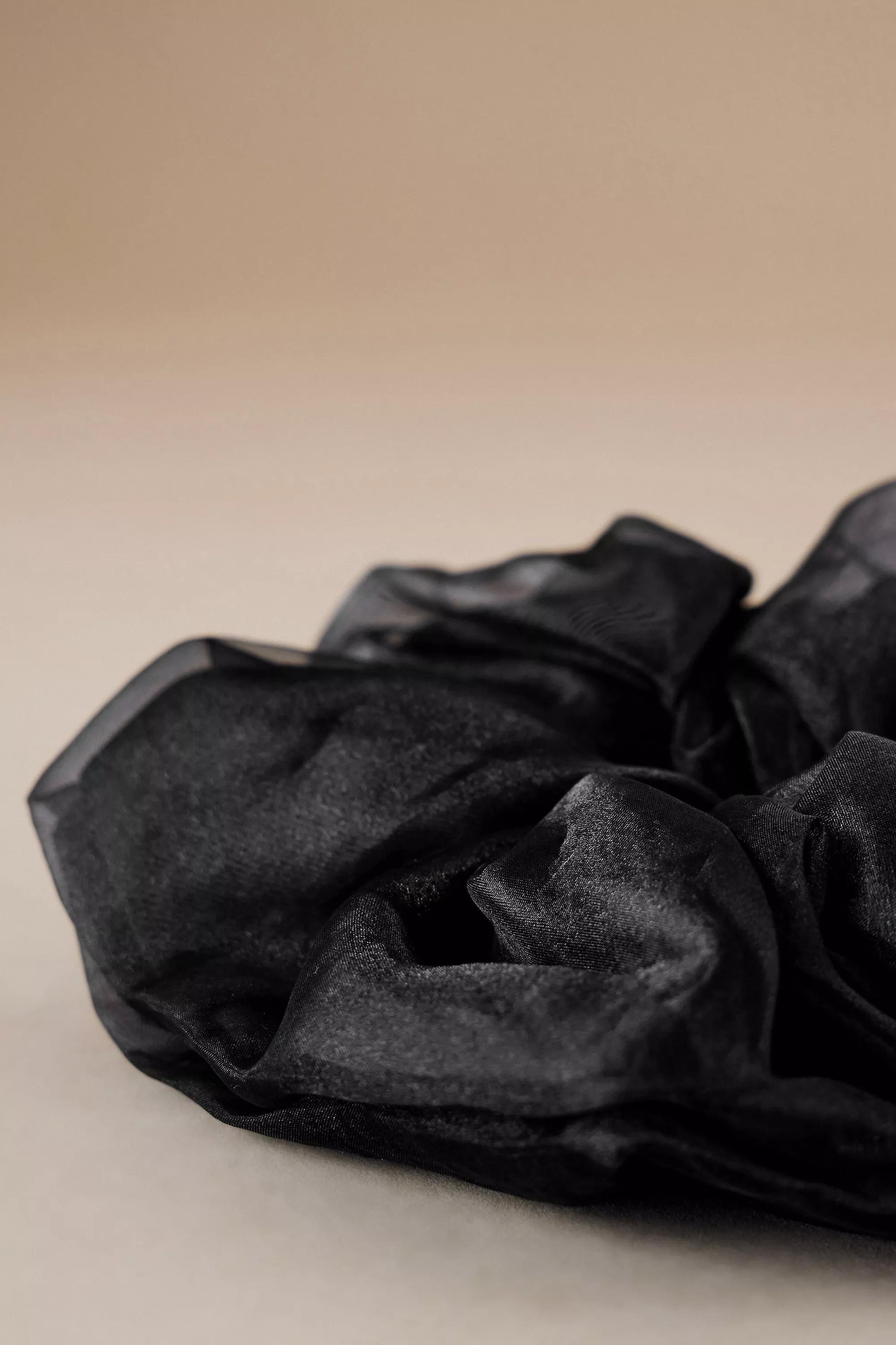 Anthropologie Organza Hair Scrunchie, Black, A501_0001, large image number 1