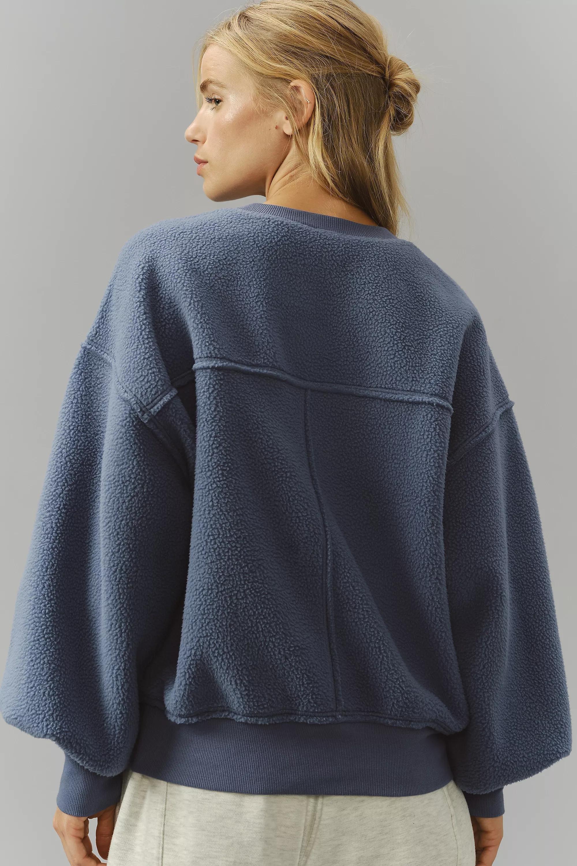 Anthropologie Textured Oversized Sweatshirt, Blue, , large image number 1