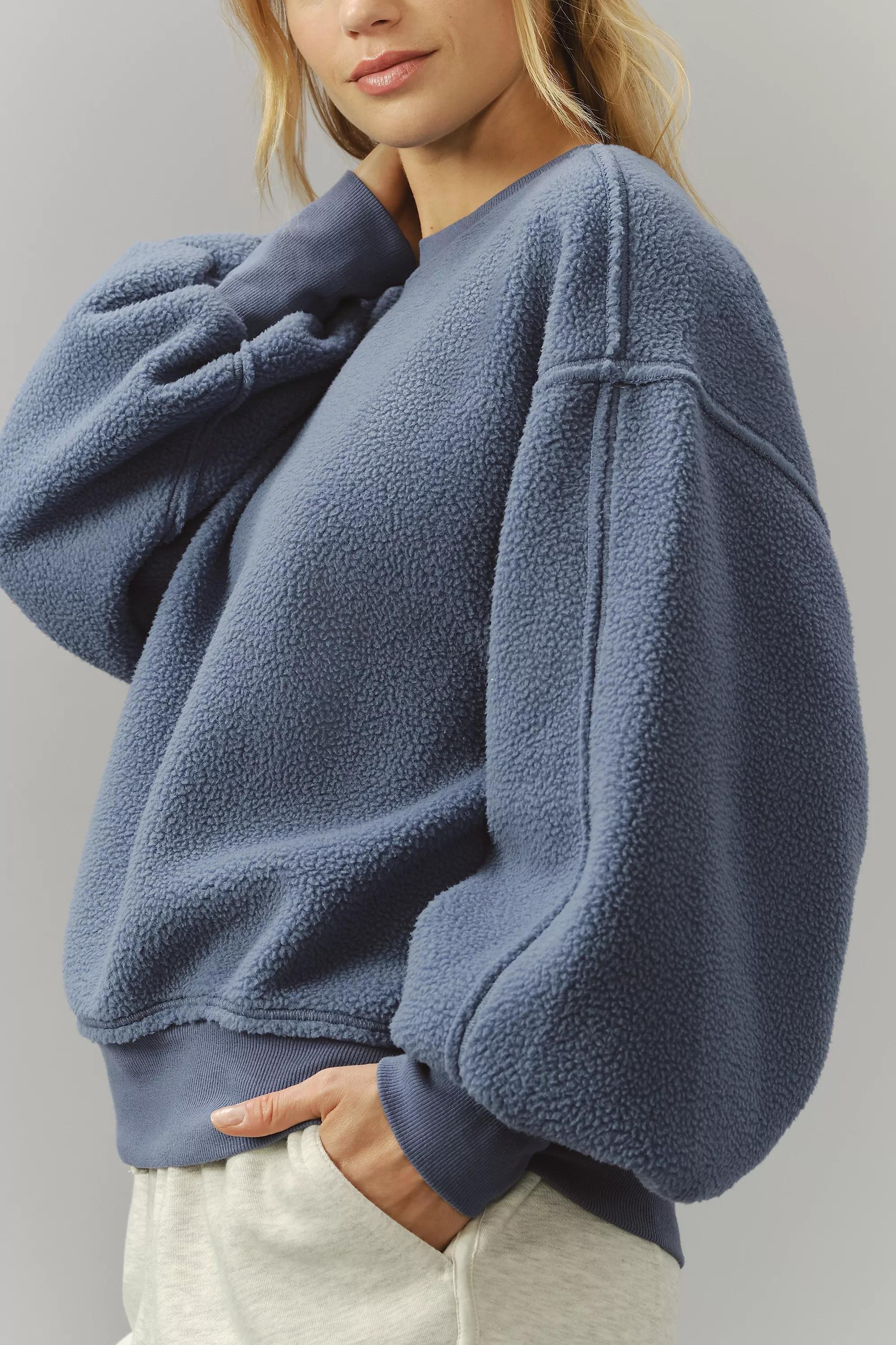Anthropologie Textured Oversized Sweatshirt, Blue, , large image number 2
