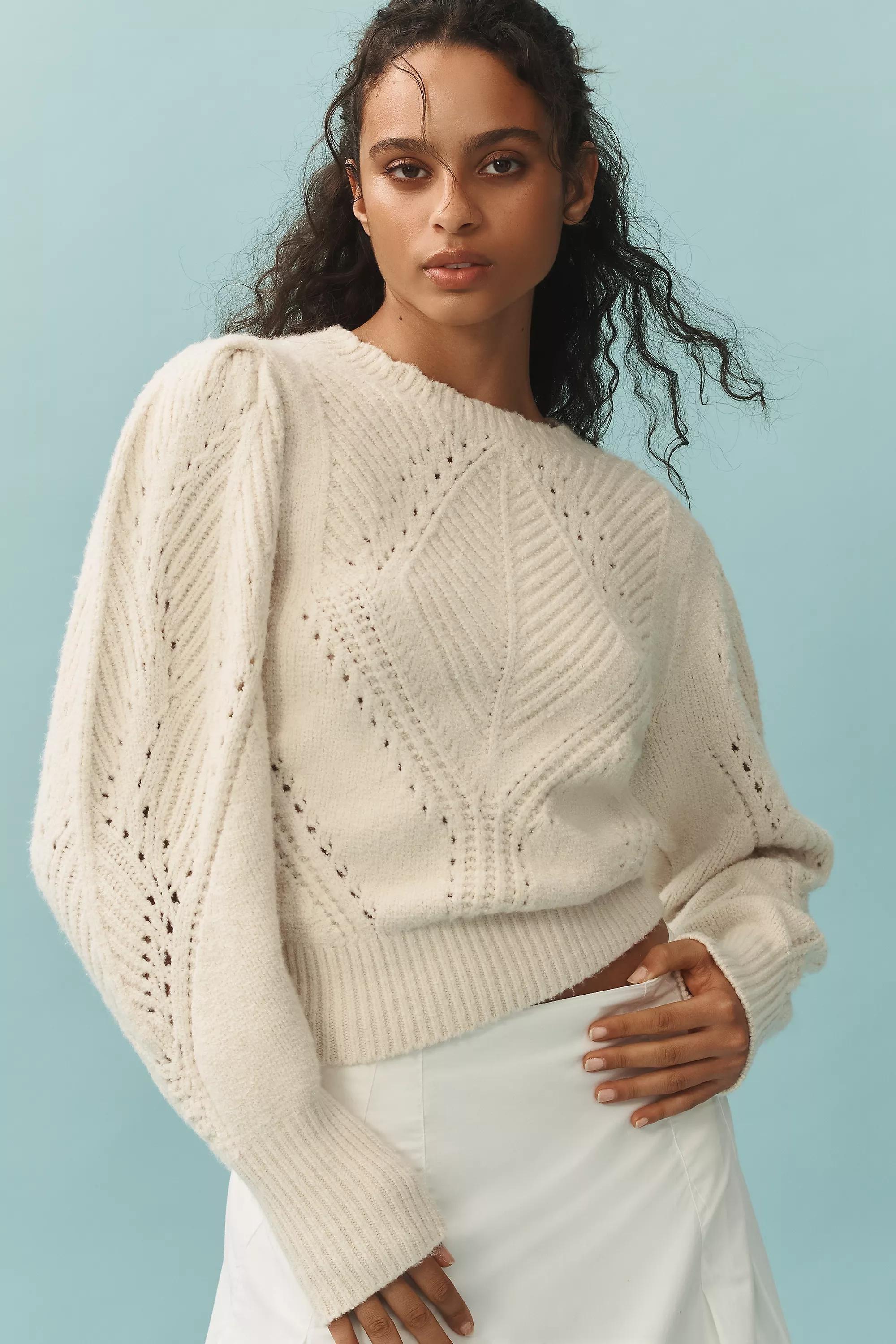 Anthropologie Textured Relaxed Cropped Jumper, Black, , medium