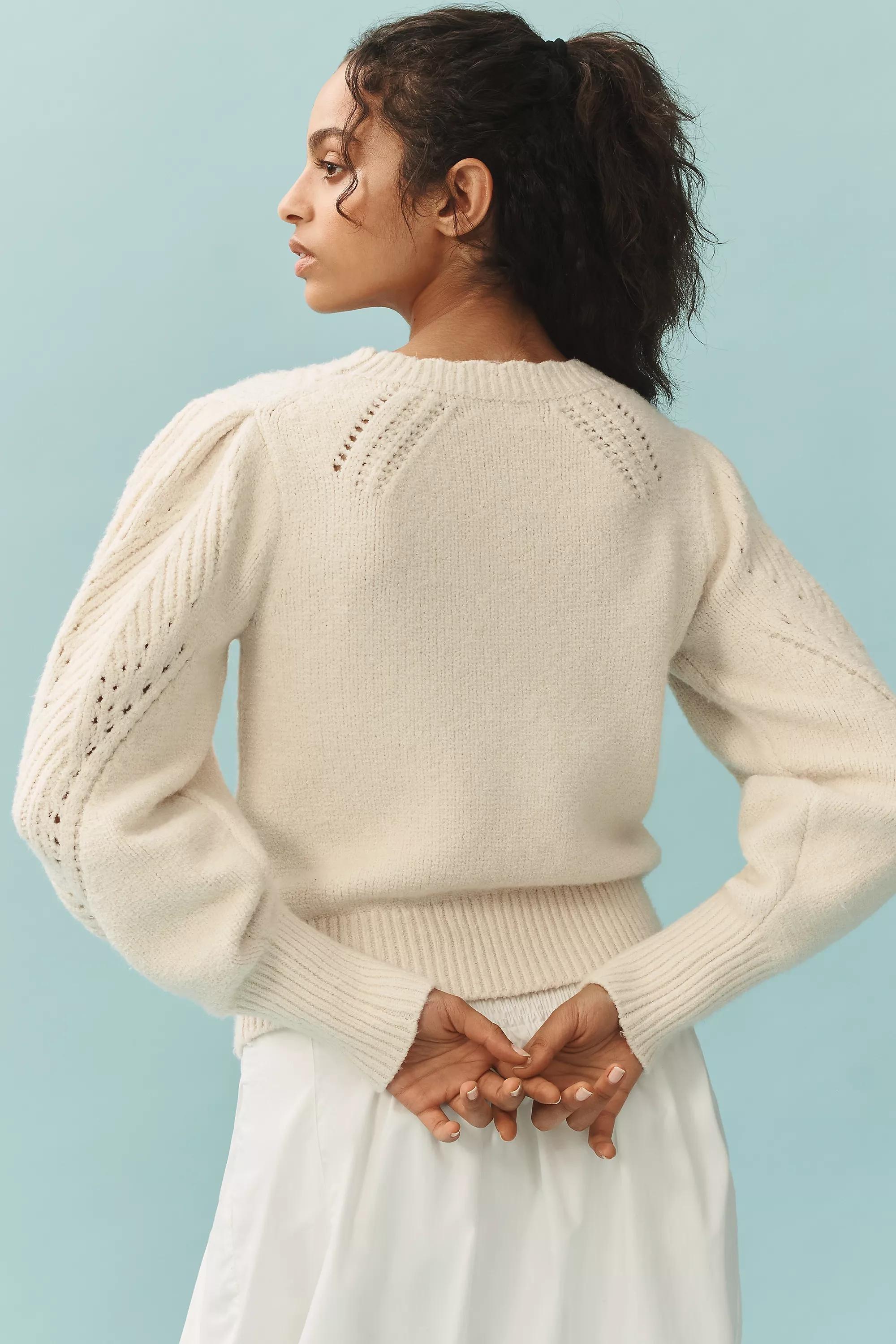 Anthropologie Textured Relaxed Cropped Jumper, Black, A501_0011, large image number 1