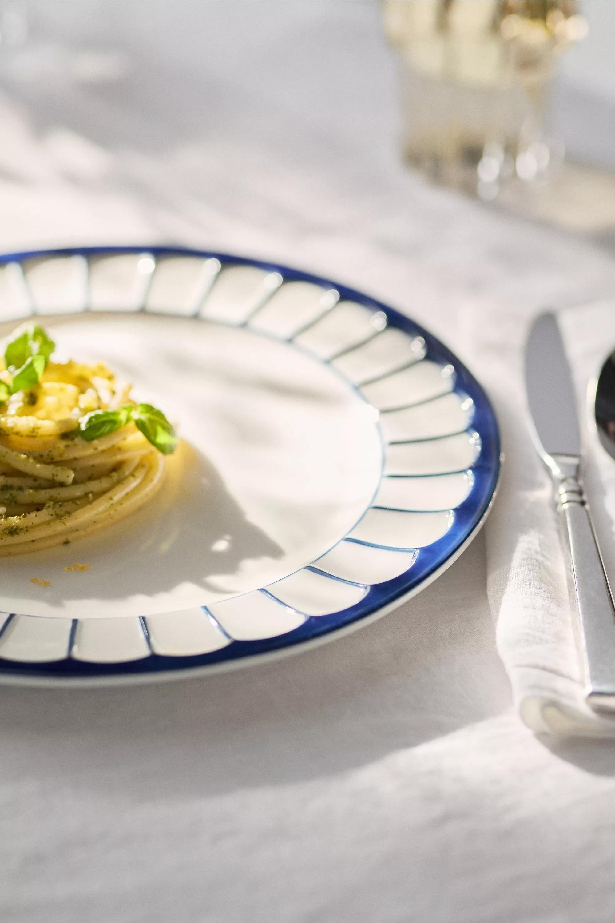 Boulevard Latte Stoneware Dinner Plates, Set Of 4, Blue, A501_0041, medium