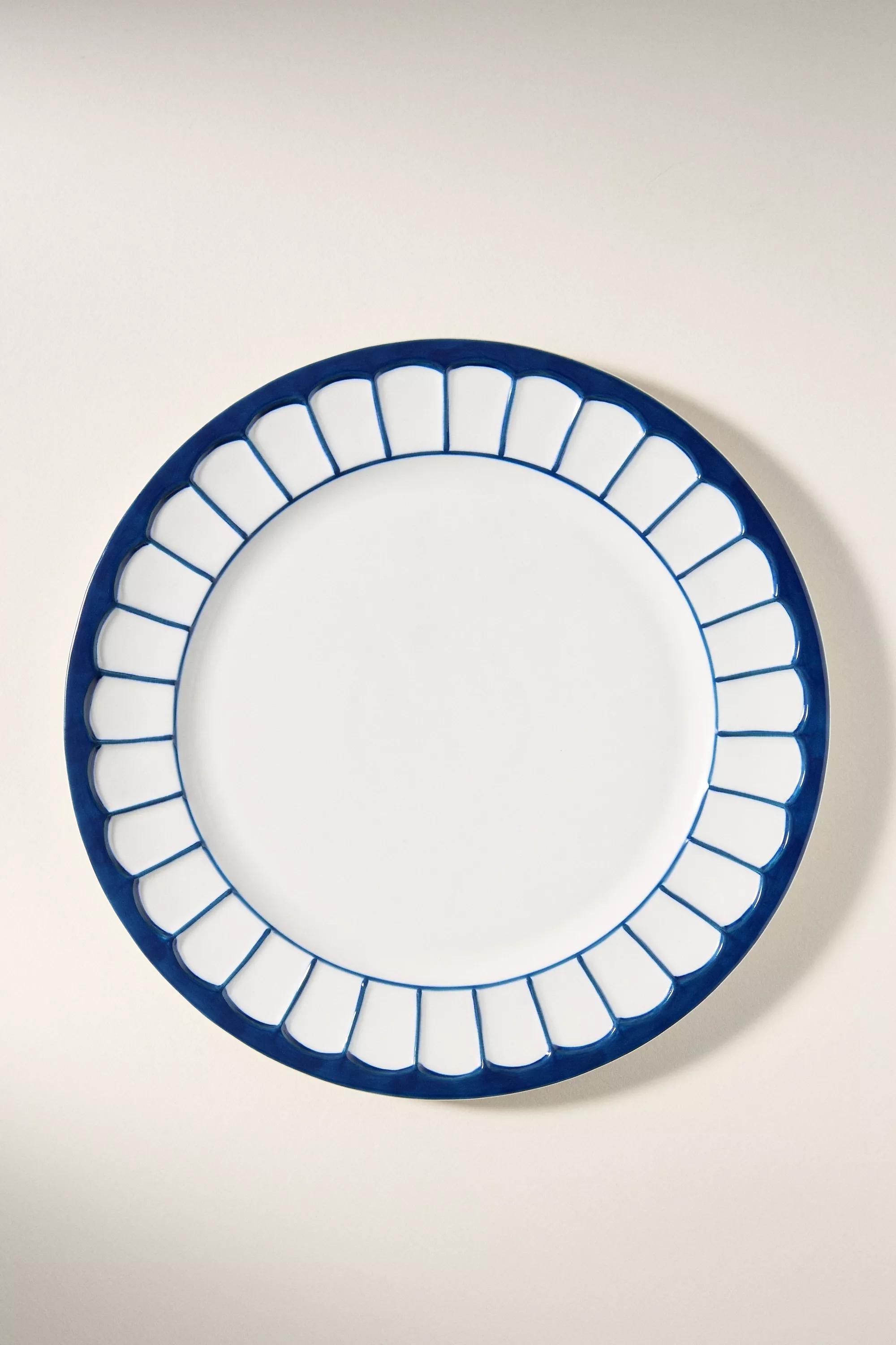 Boulevard Latte Stoneware Dinner Plates, Set Of 4, Blue, A501_0041, medium