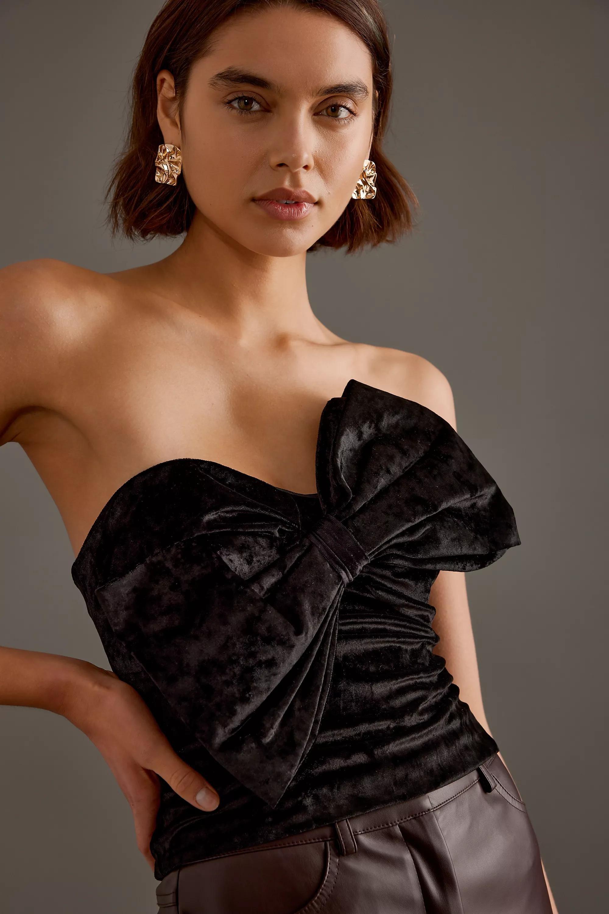 Anthropologie Ruched Bralette Party, Black, , large image number 1