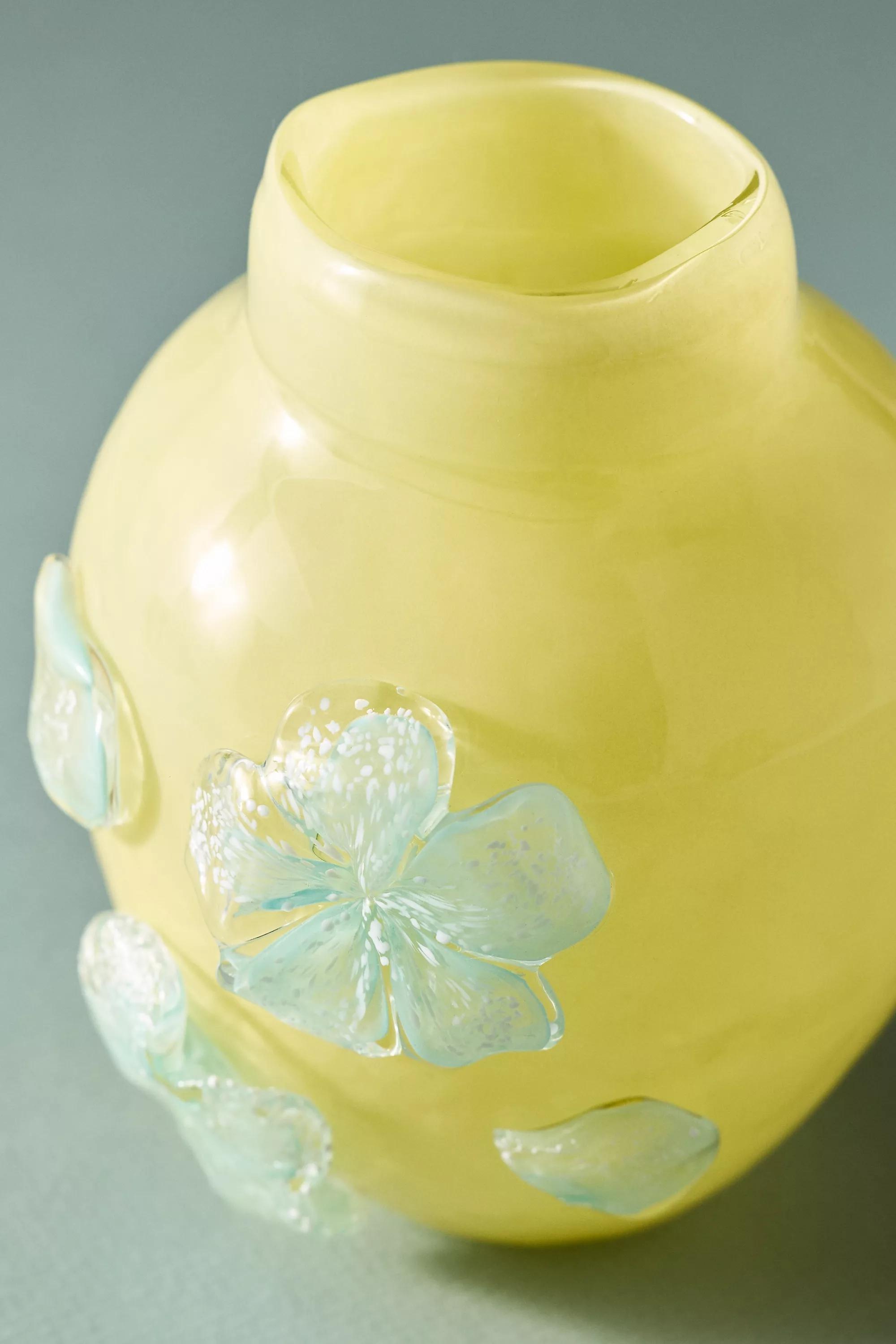 Nora Handmade Floral Glass Vase, Yellow, A501_0702, large image number 2