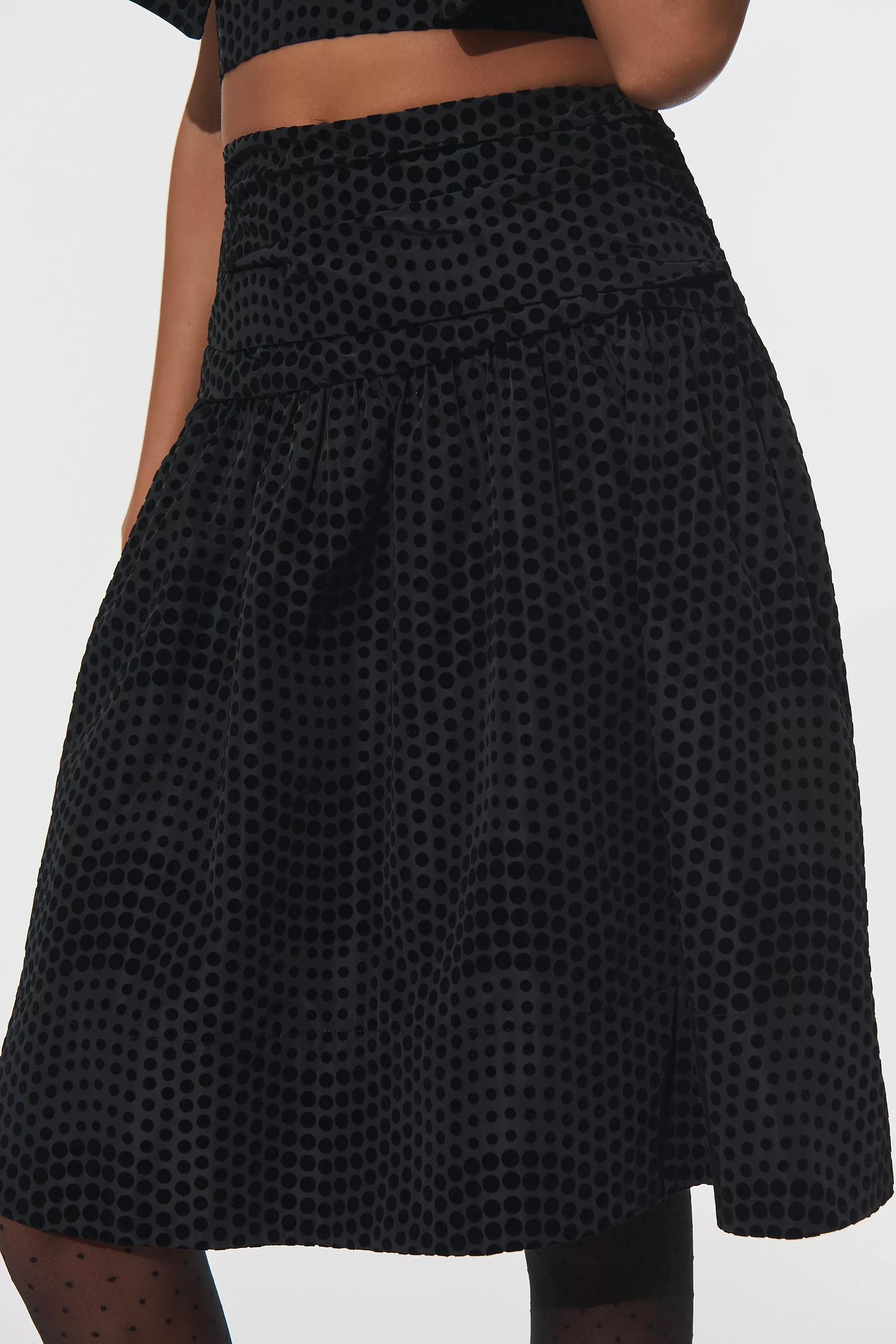 Maeve Taffeta Dot Midi Skirt, Black, A501_0001, large image number 1