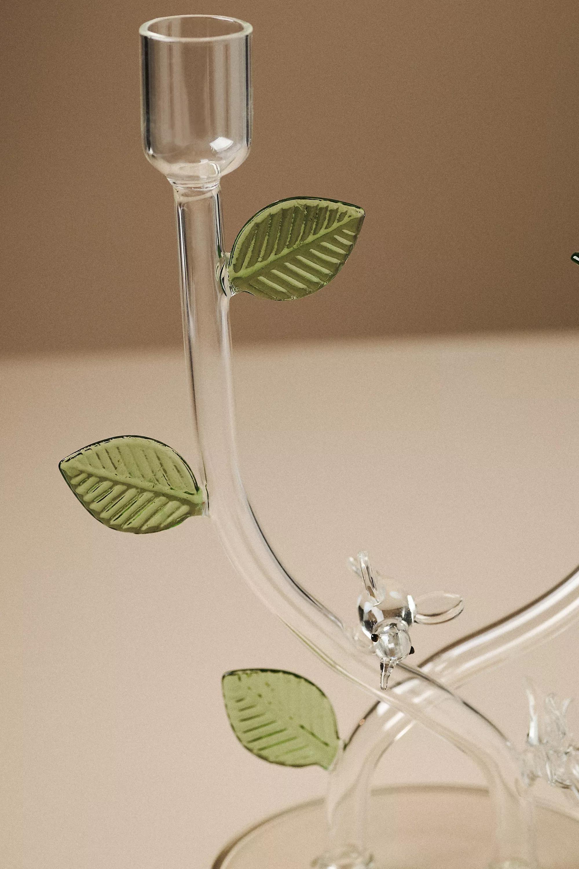 Ivie Glass Candle Holder, Green, A501_0237, large image number 2