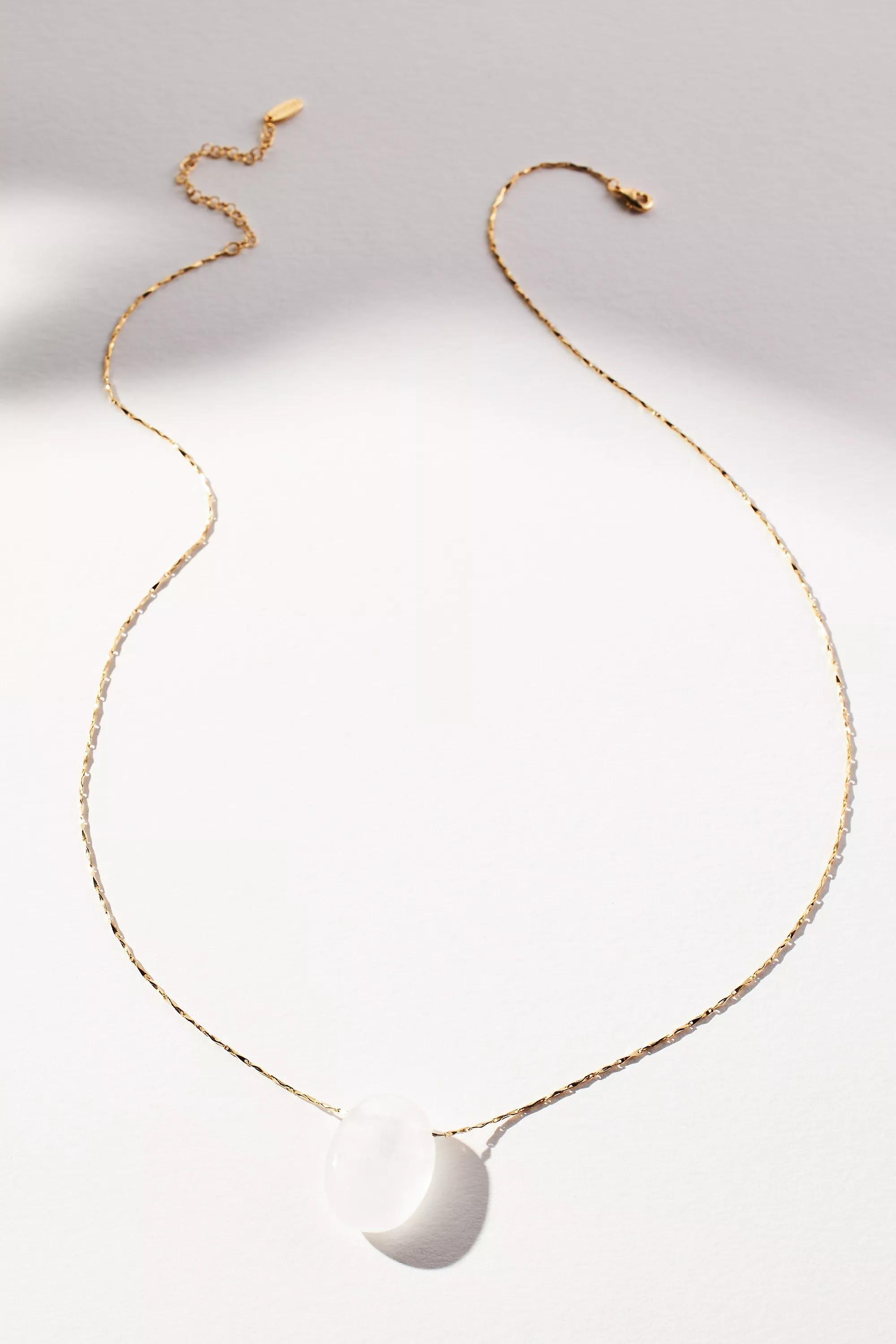 14K Stone Pendant Necklace, Gold-Plated, A501_0100, large image number 0