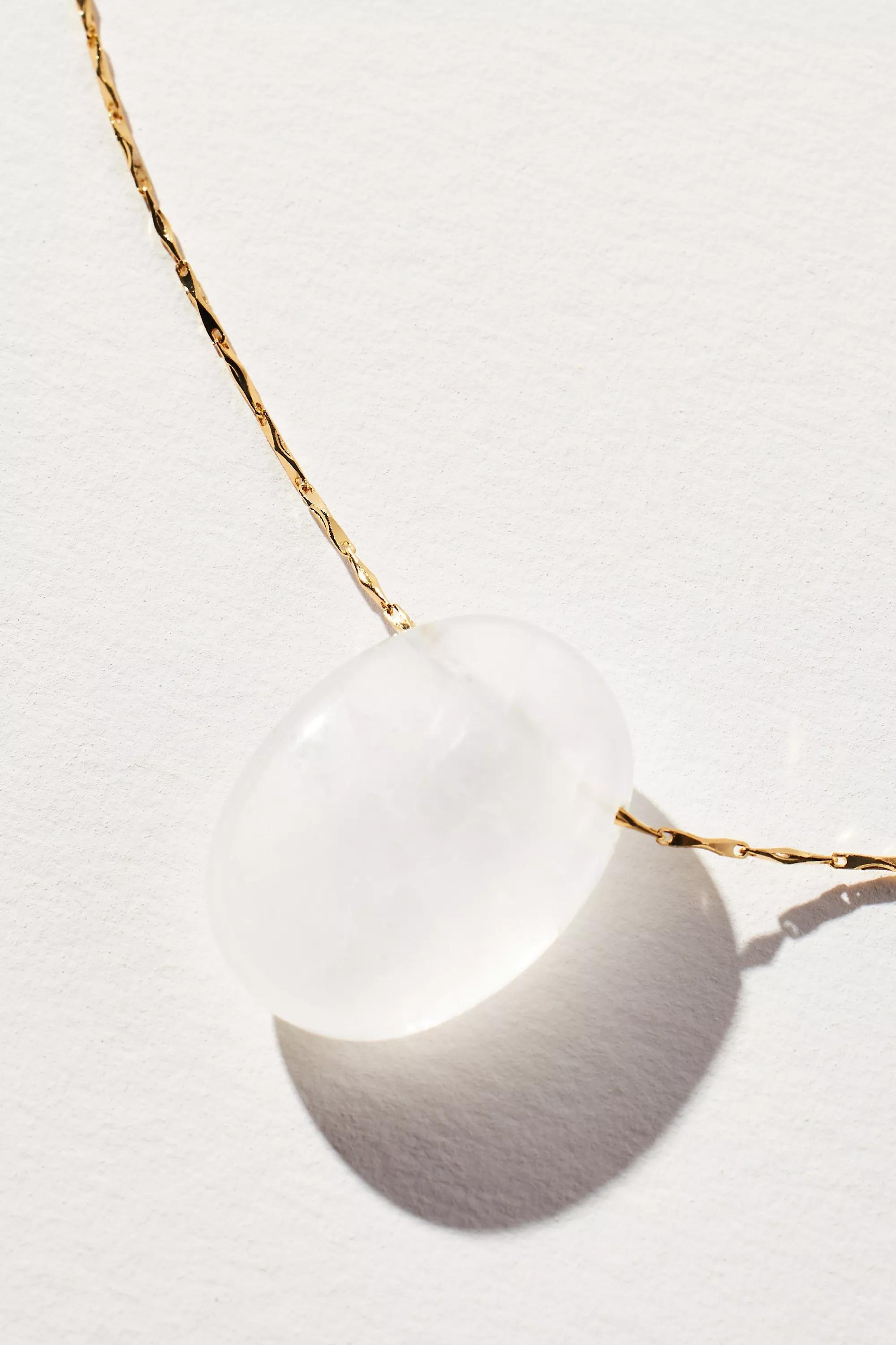 14K Stone Pendant Necklace, Gold-Plated, A501_0100, large image number 1