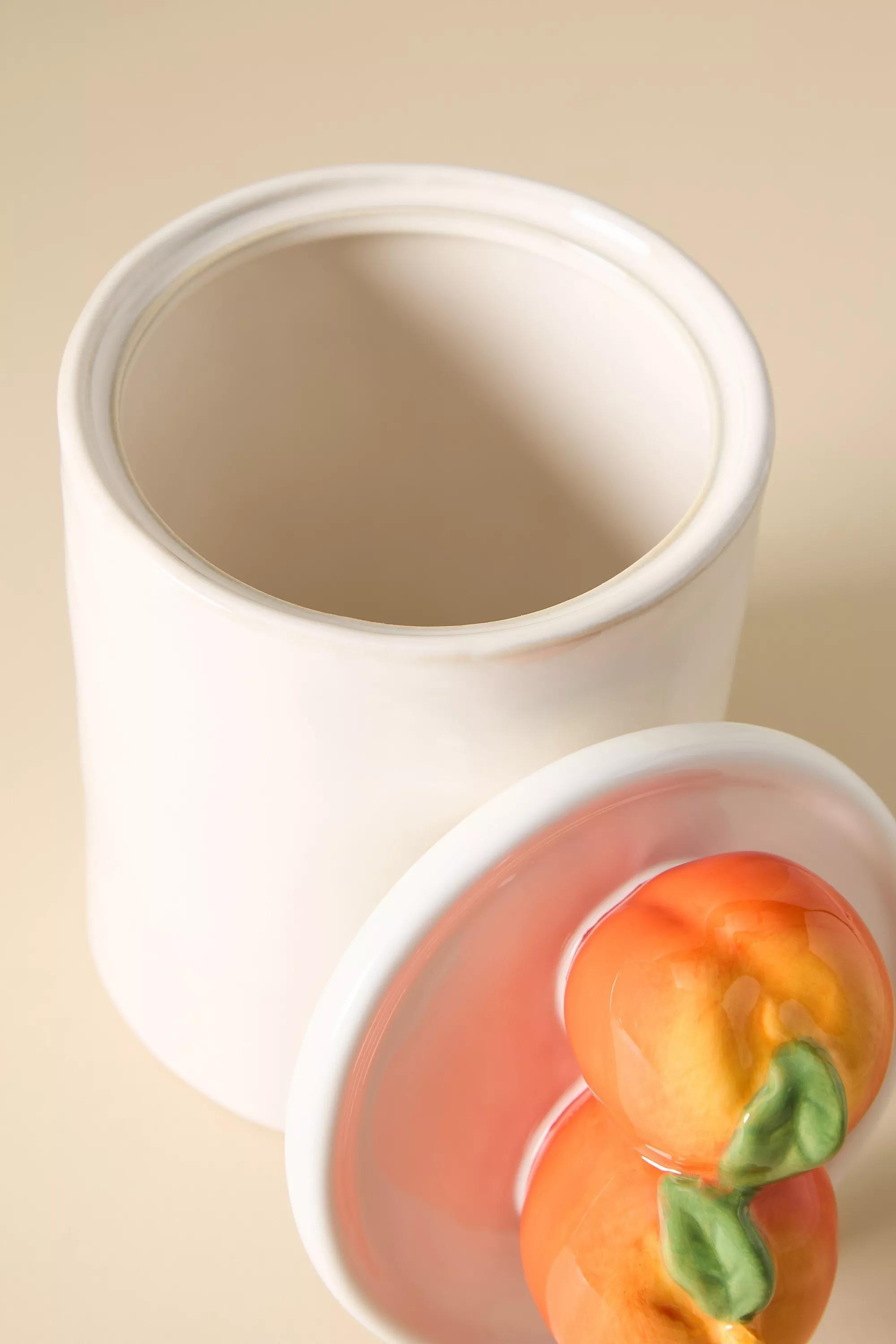 Fruta Peach Medium Stoneware Canister, Orange, A501_0067, medium