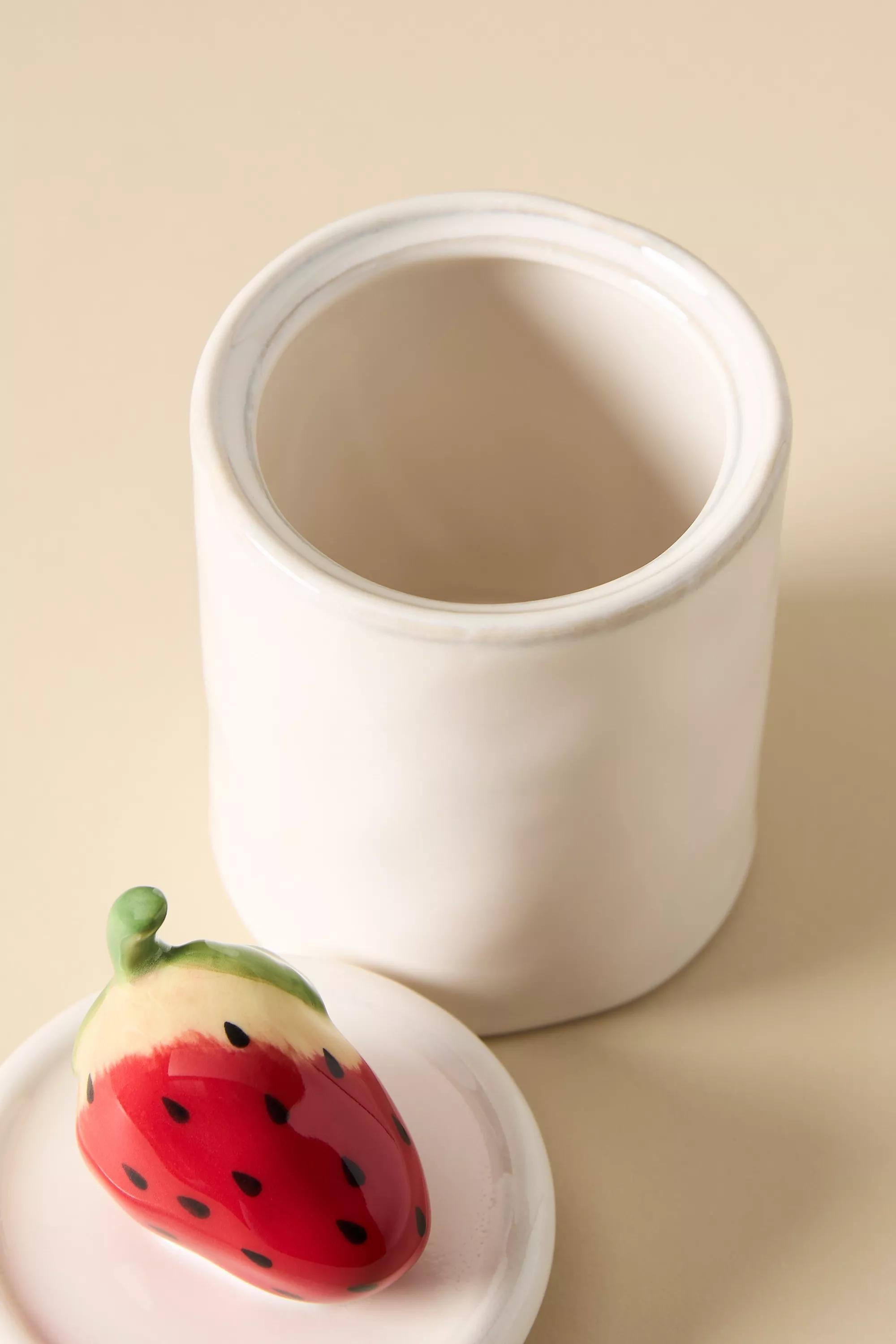 Fruta Strawberry Small Stoneware Canister, Red, A501_0060, large image number 2