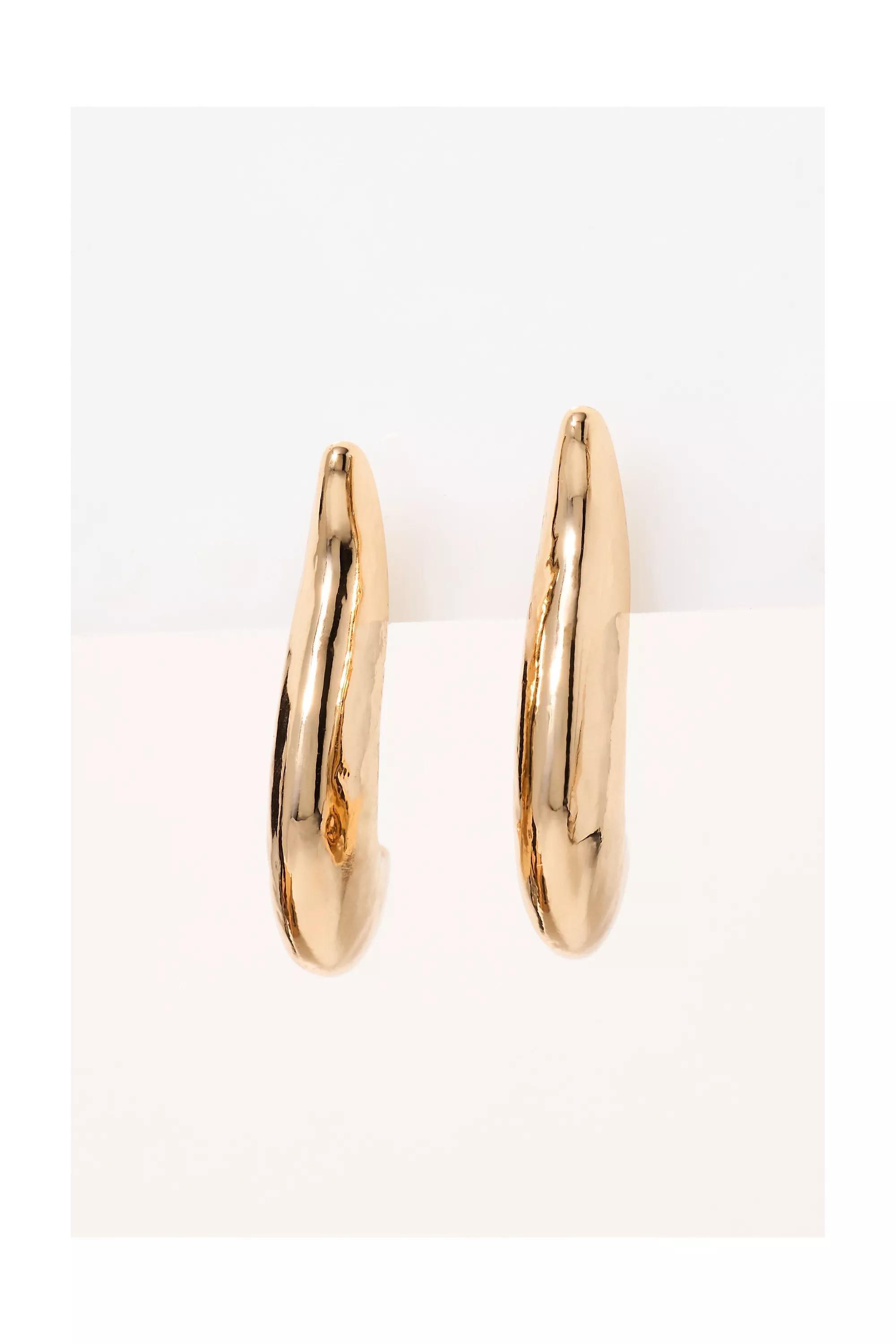 Wavy Post Earrings, Gold, A501_0070, large image number 4