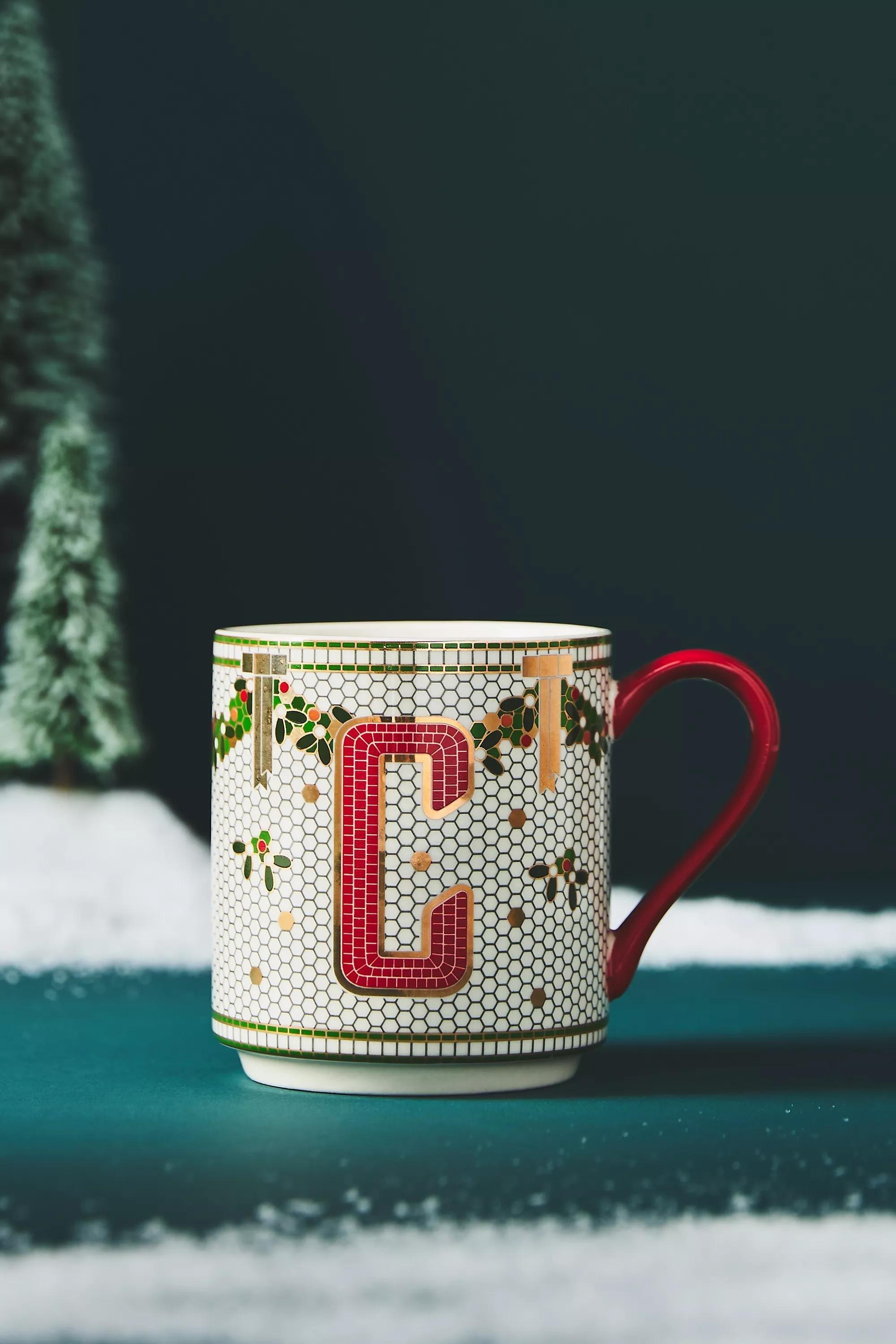 C Festive Bistro Tile Monogram Mug, Multicolour, A501_0903, large image number 0