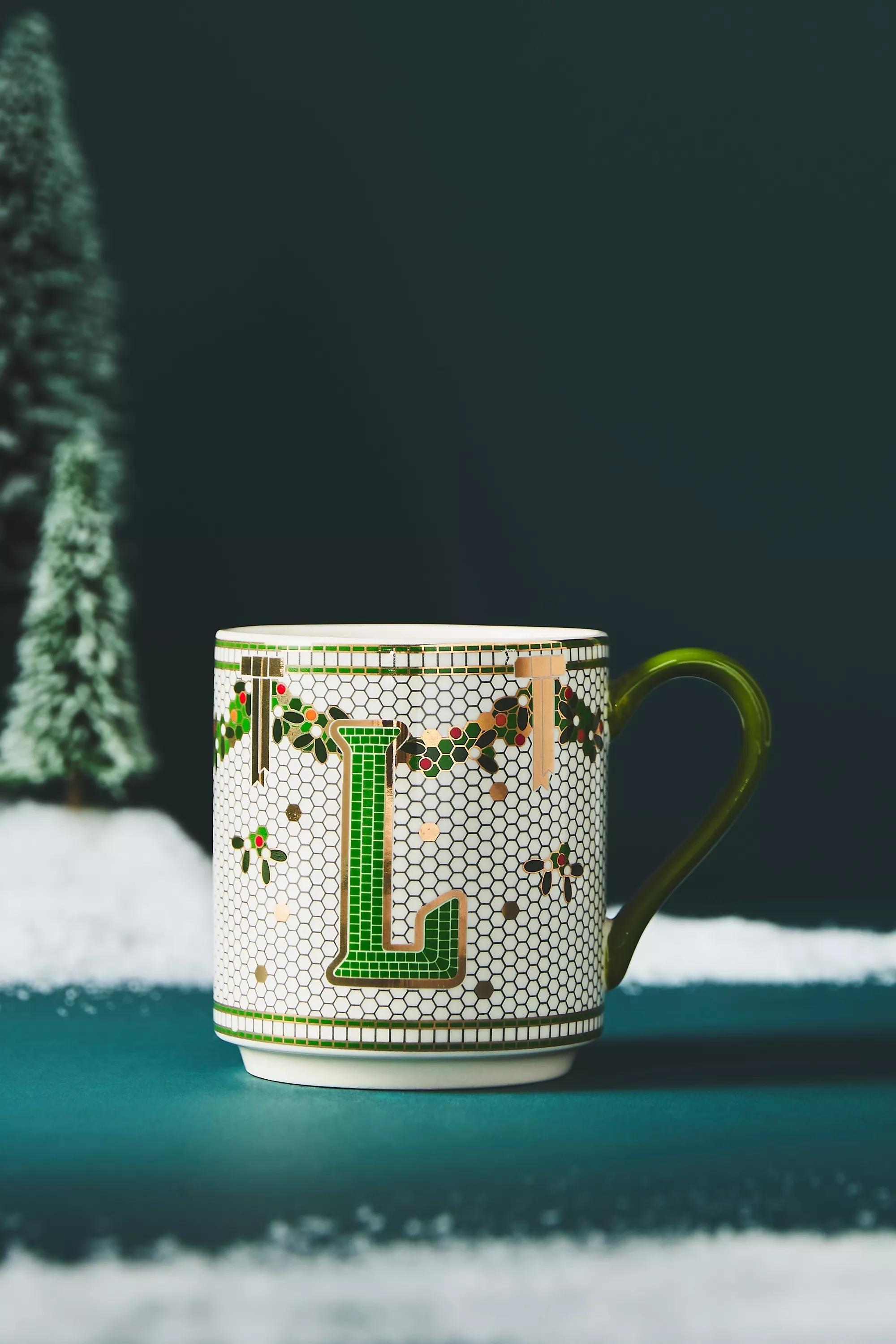 L Festive Bistro Tile Monogram Mug, Multicolour, A501_0912, large image number 0