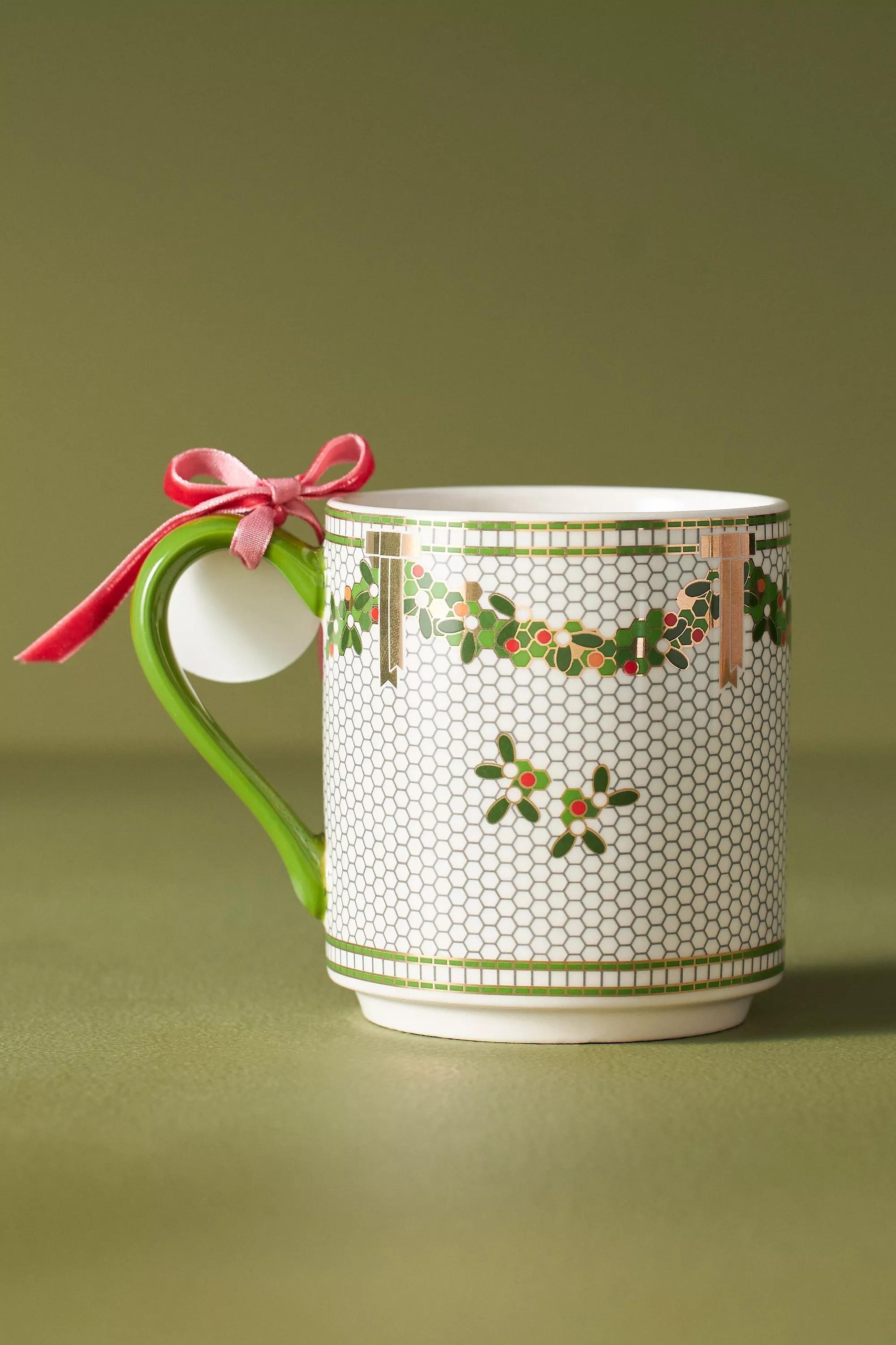 P Festive Bistro Tile Monogram Mug, Multicolour, A501_0916, large image number 2