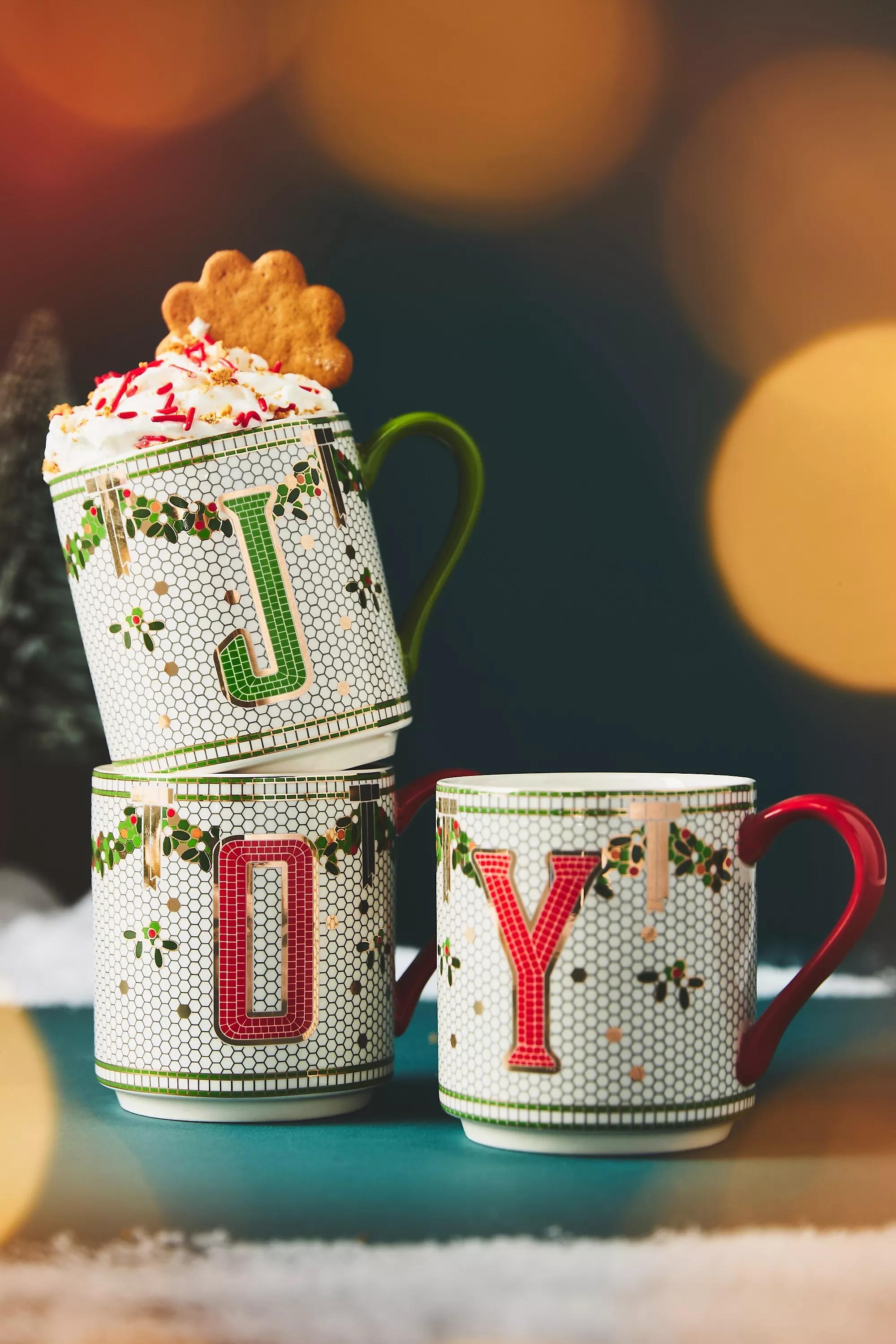 P Festive Bistro Tile Monogram Mug, Multicolour, A501_0916, large image number 3