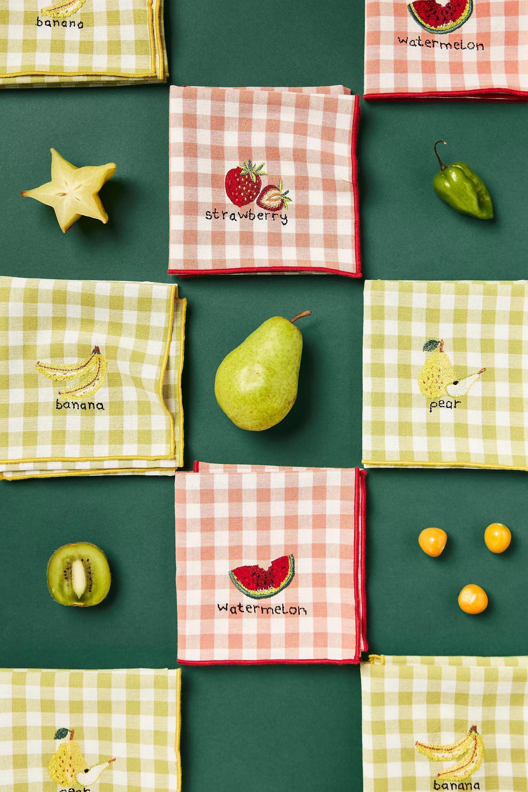 Icon Fruit Napkins, Set Of 4, Multicolour, A501_0000, large image number 1