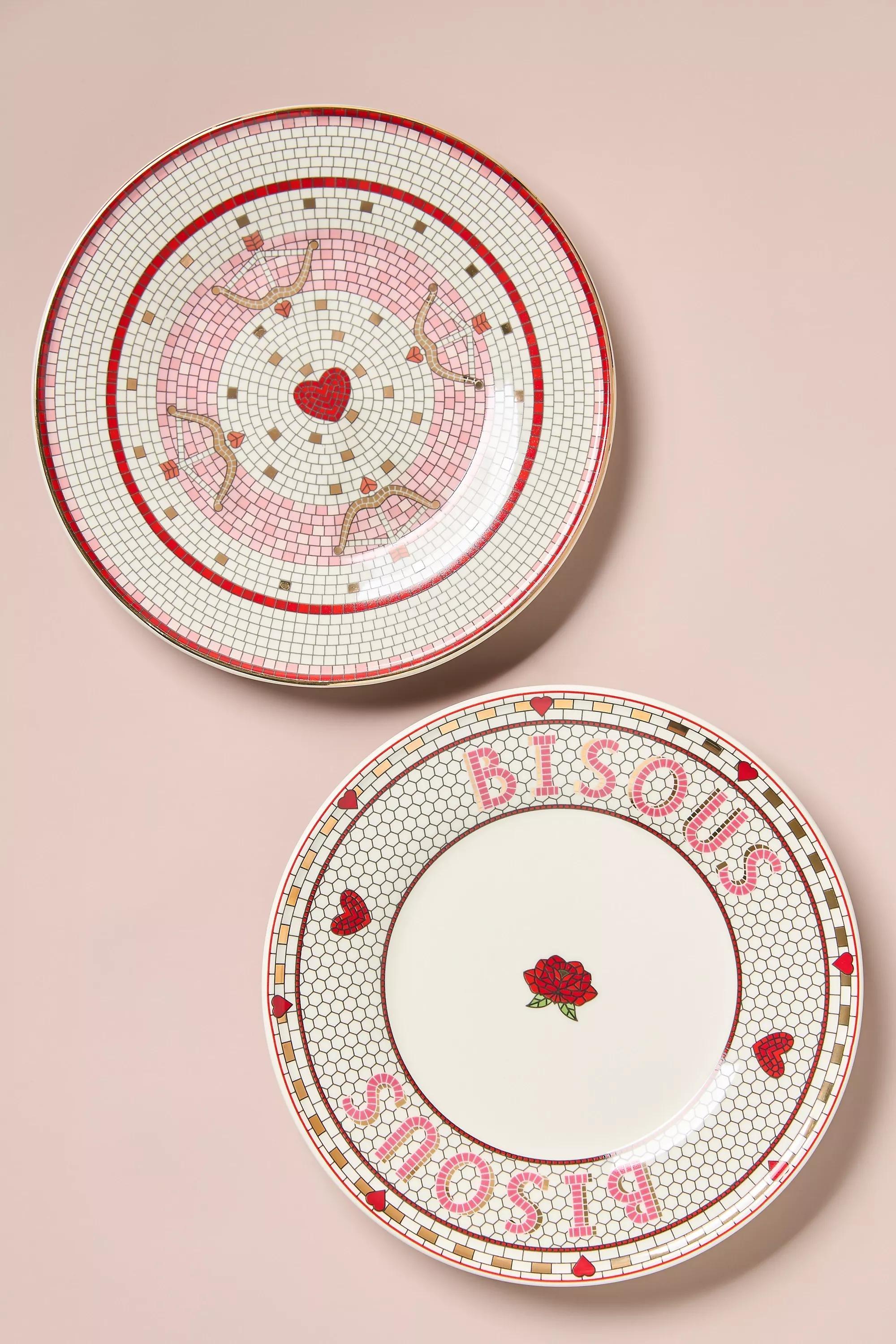 Valentine Bistro Tile Dessert Plate, Red, A501_0066, large image number 1