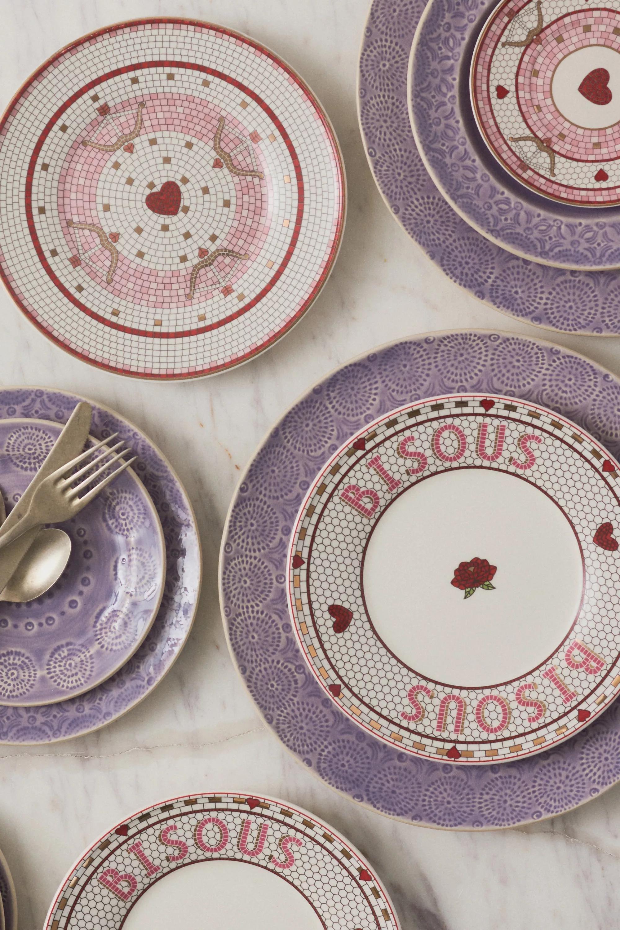 Valentine Bistro Tile Dessert Plate, Red, A501_0066, large image number 5