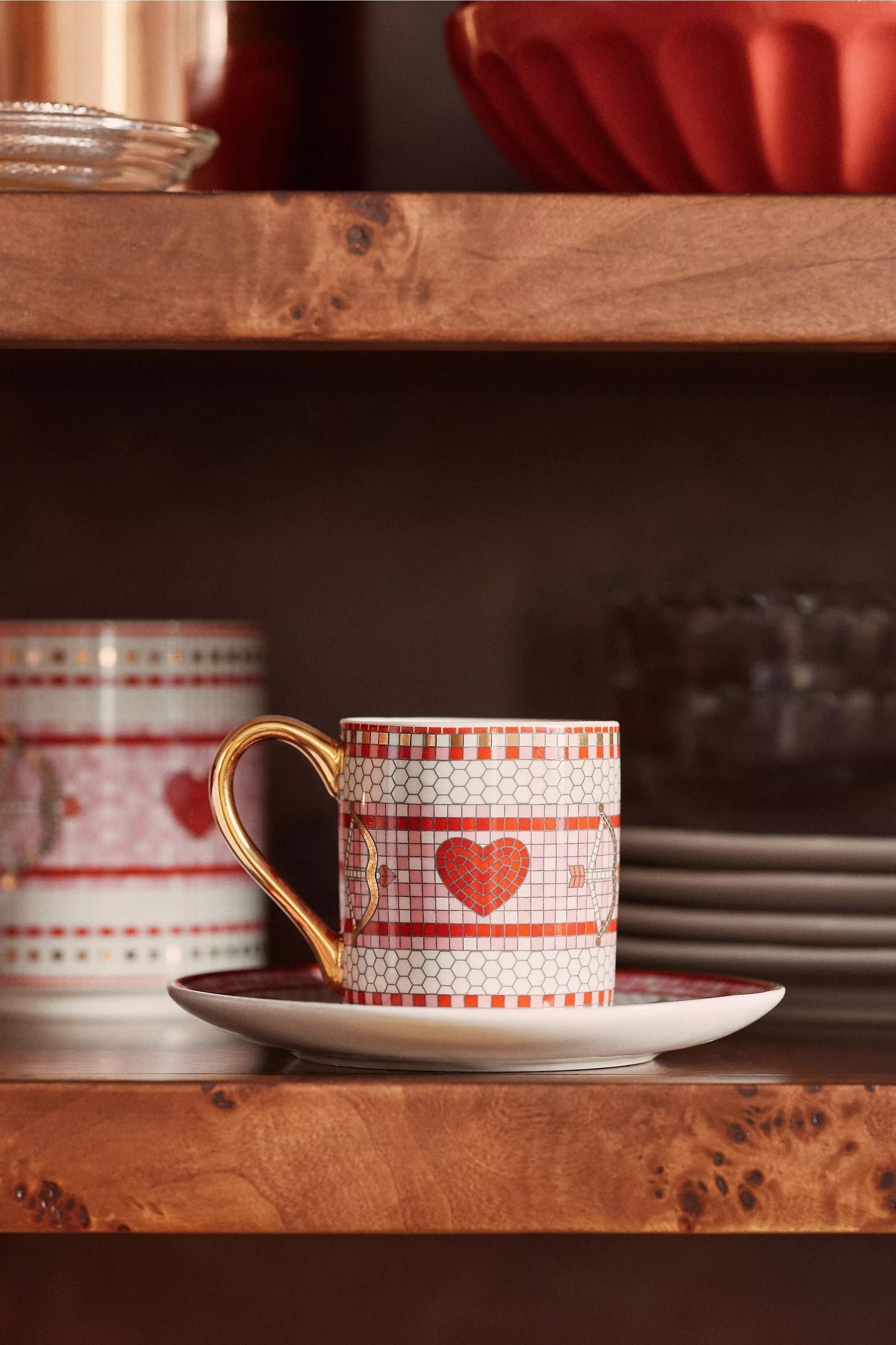 Valentine Bistro Tile Espresso Cup & Saucer, Red, A501_0060, large image number 5