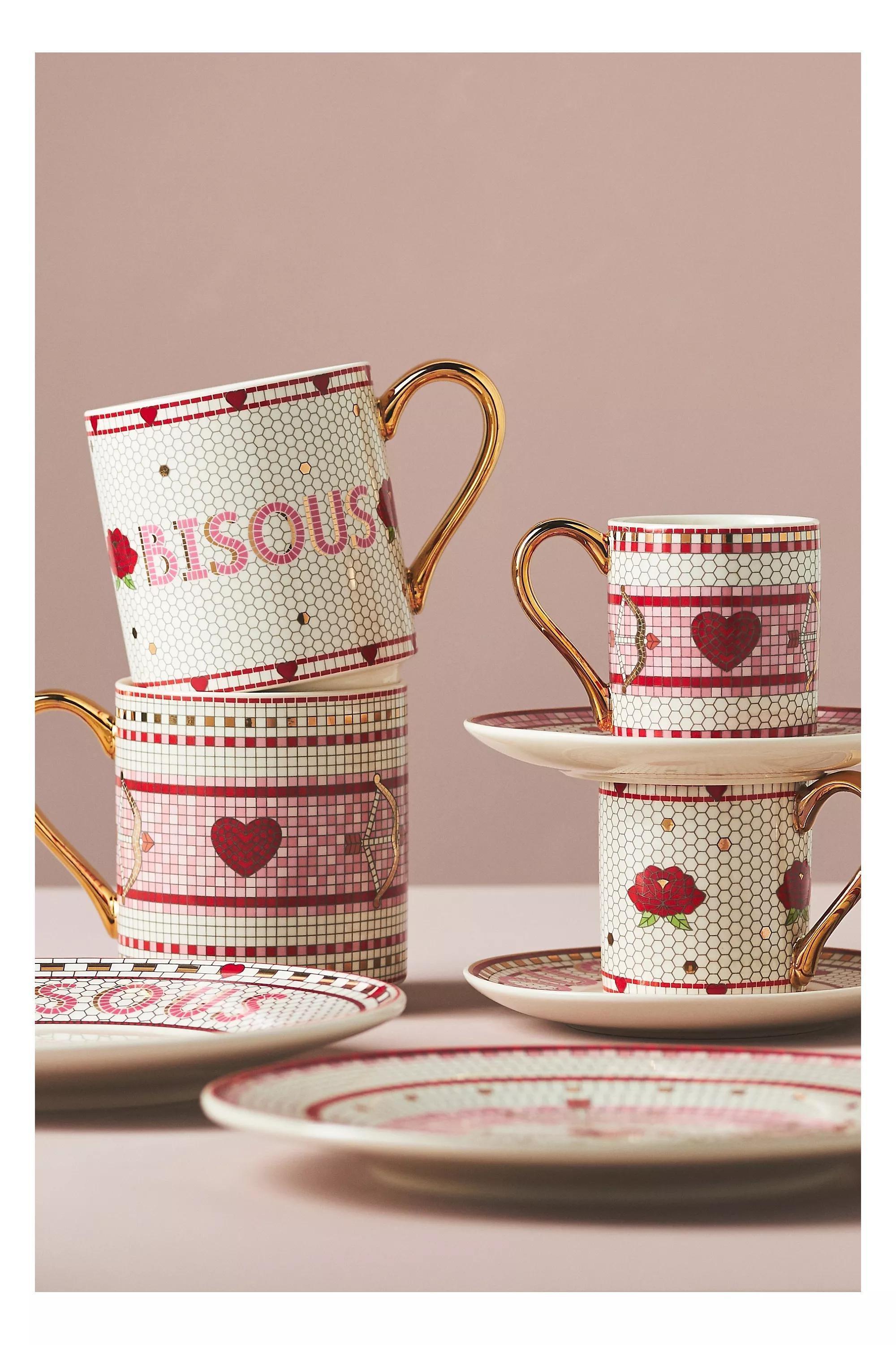 Valentine Bistro Tile Espresso Cup & Saucer, Red, A501_0066, medium
