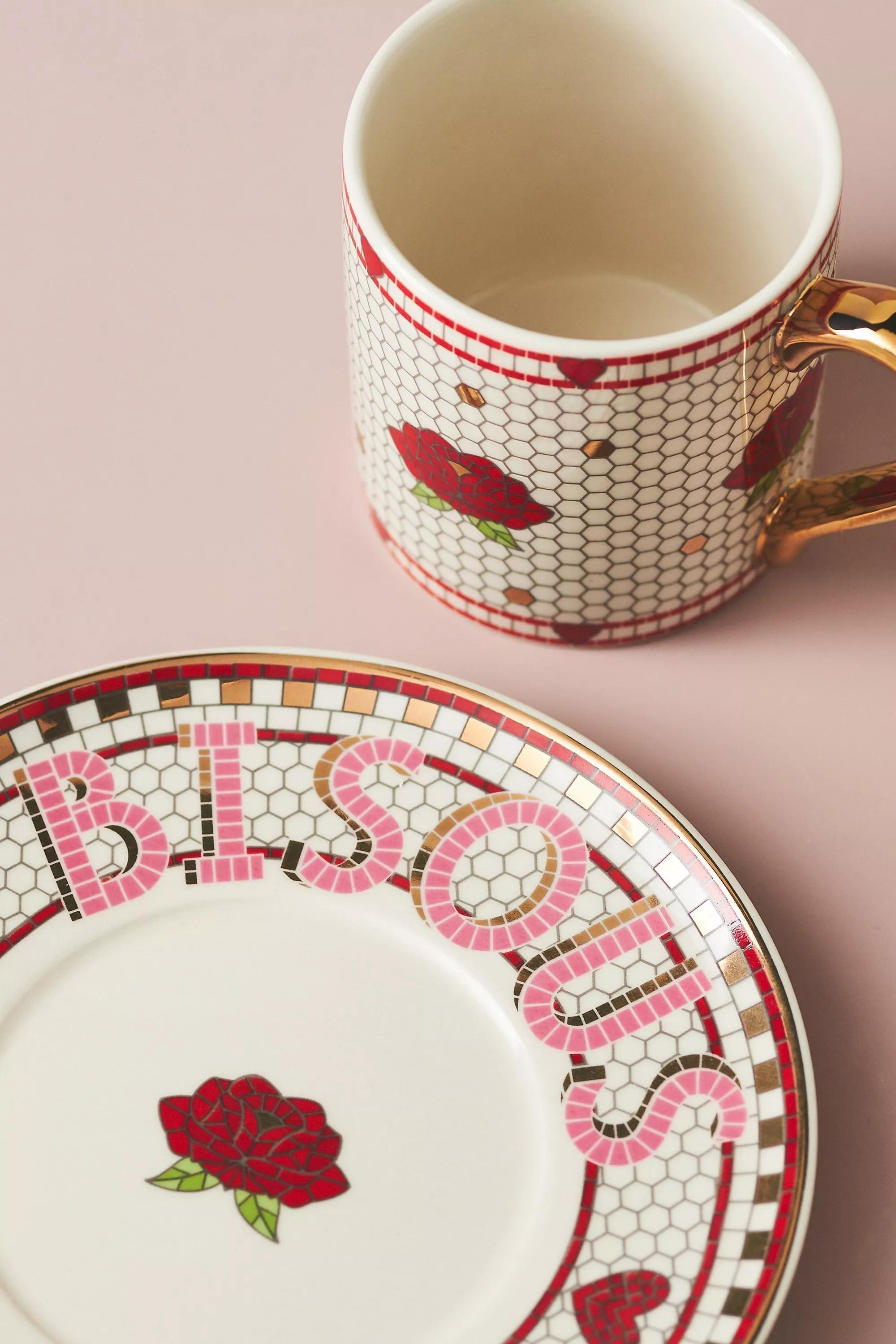 Valentine Bistro Tile Espresso Cup & Saucer, Red, A501_0066, large image number 3