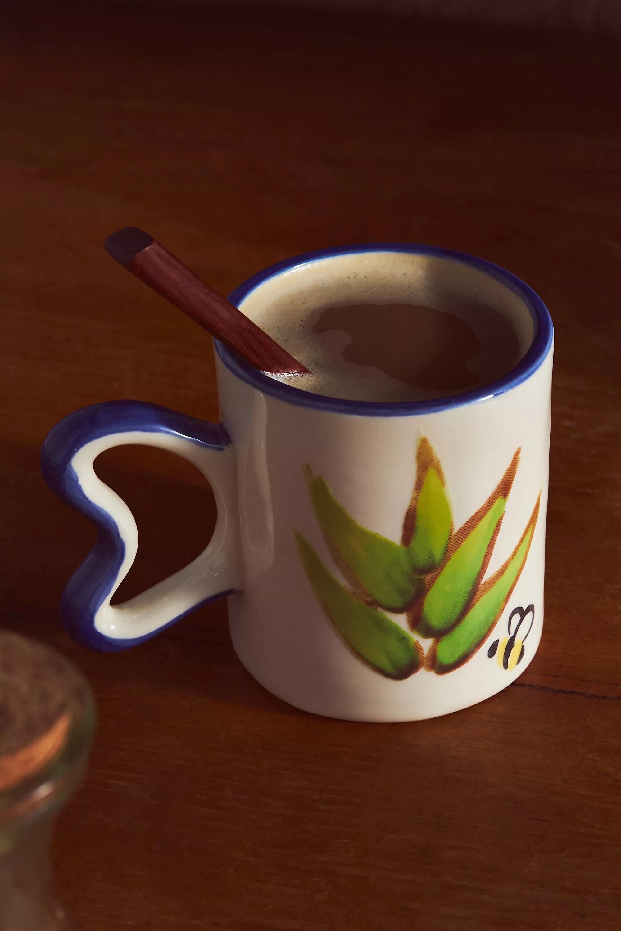 Harlie Brown Studio Belle Stoneware Mug, Green, A501_0030, large image number 2