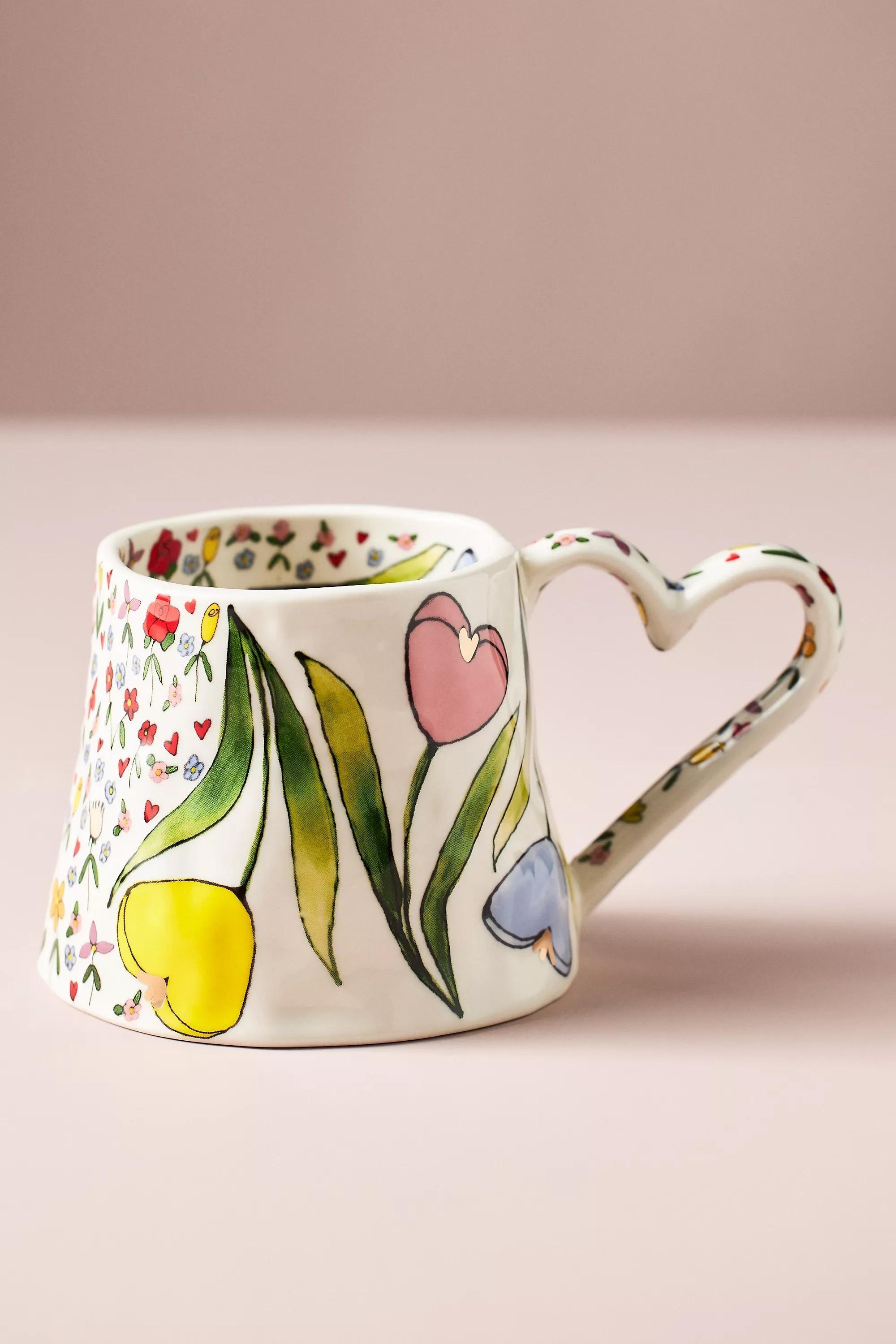 The Mud Fairy Blooming Hearts Stoneware Mug, Multicolour, A501_0010, large image number 4
