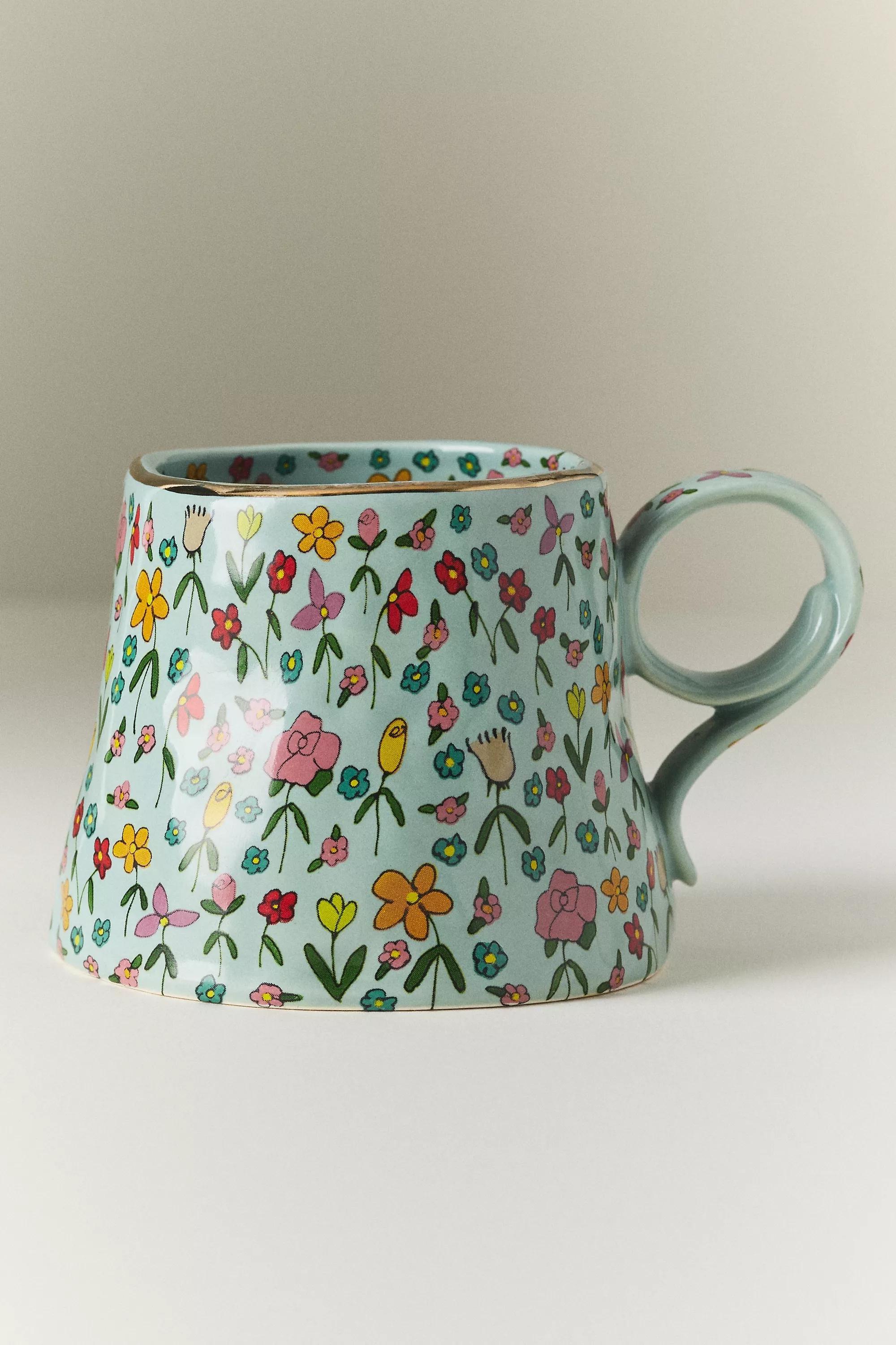 The Mud Fairy Blooming Hearts Stoneware Mug, Blue, A501_0040, large image number 0