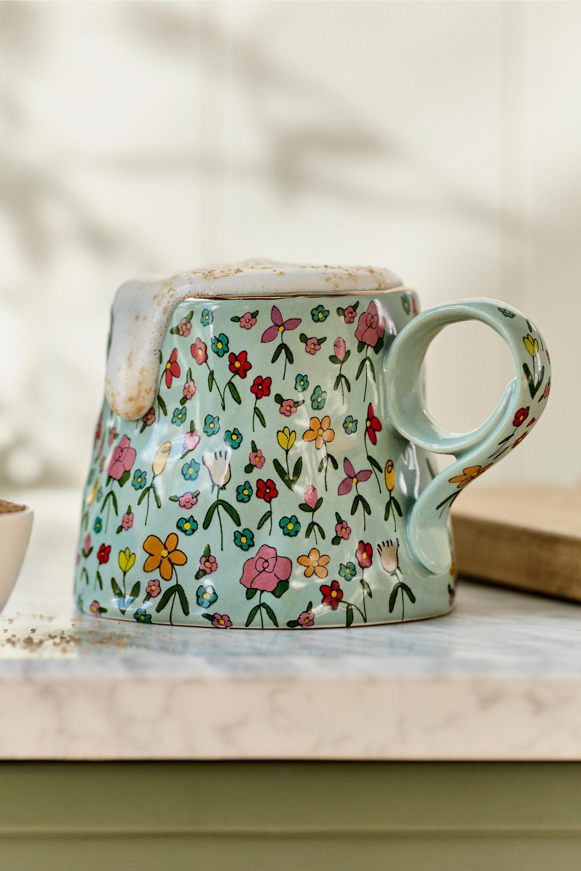 The Mud Fairy Blooming Hearts Stoneware Mug, Blue, A501_0040, medium